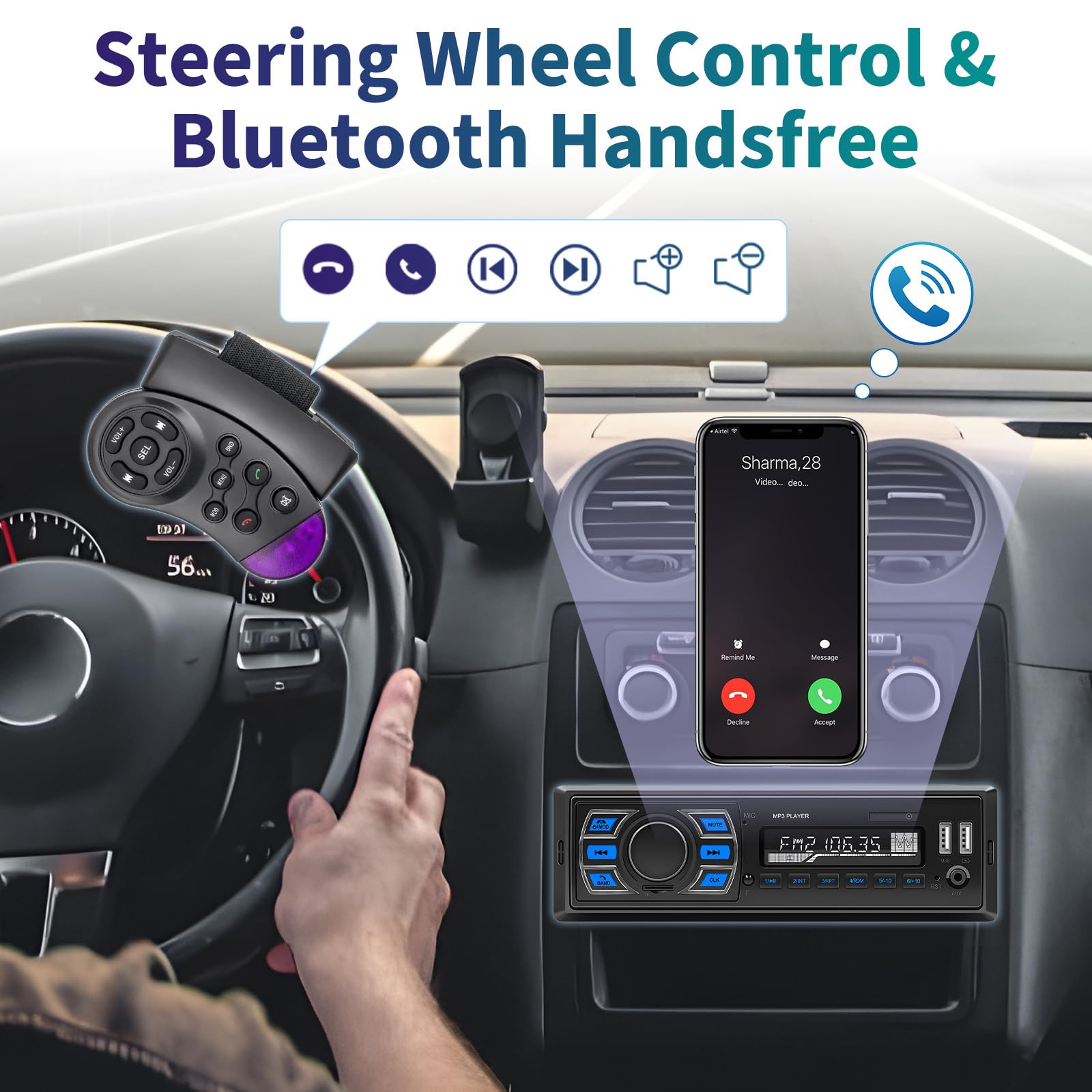 Hikity Dab/Dab+ Autoradio avec Bluetooth FM