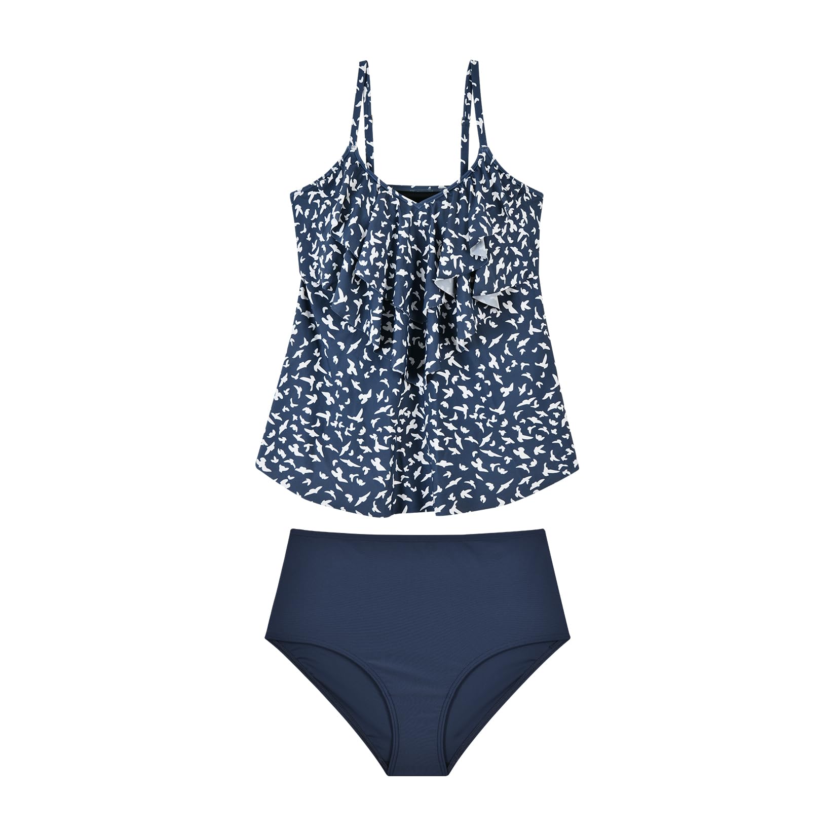 WIN.MAX Tankini para Mujer Cintura Alta Volante con Volantes Talla Grande