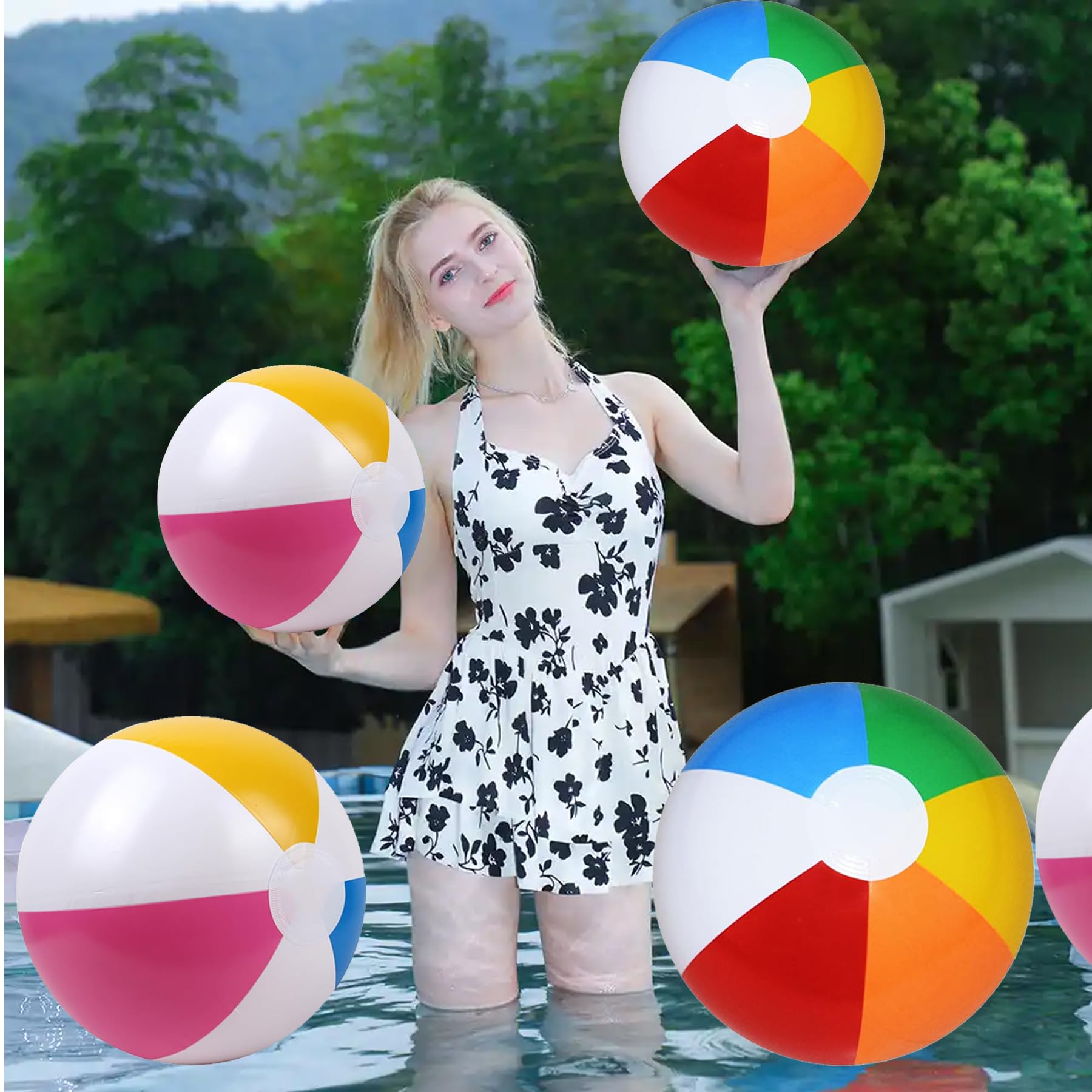 6 Pièces Ballon de Plage Gonflable, Coloré Ballon Gonflable Piscine, Enfants et Adultes, pour Jouets de Plage, Cadeaux de Fête, Activités d'été en Plein Air Fête à la Plage