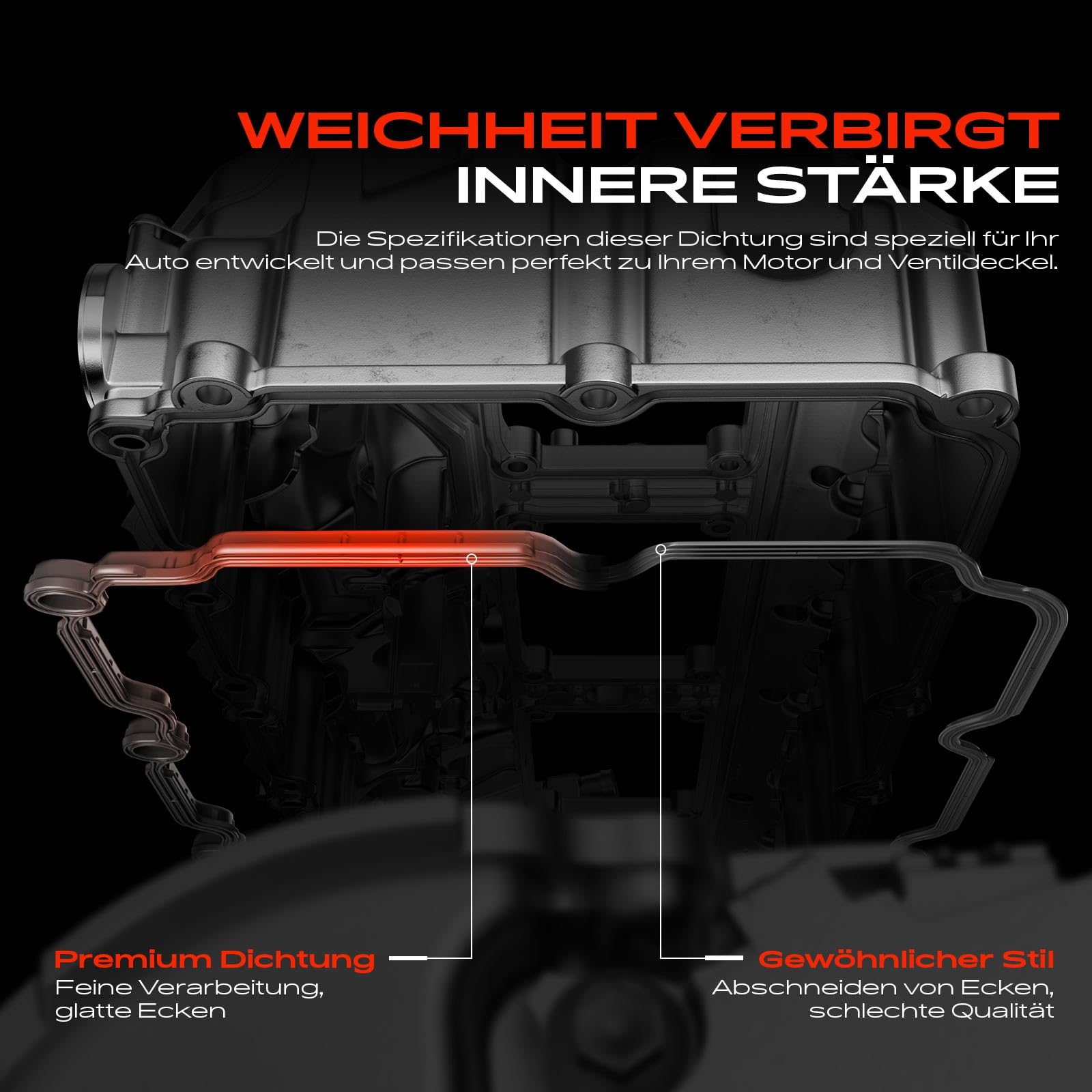 Frankberg Ventildeckeldichtung Satz Links Kompatibel mit A6 4F2 A6 Avant 4F5 A6 Allroad 4FH A4 Avant 8ED A4 8EC Replace# VS50866R,06E103483G