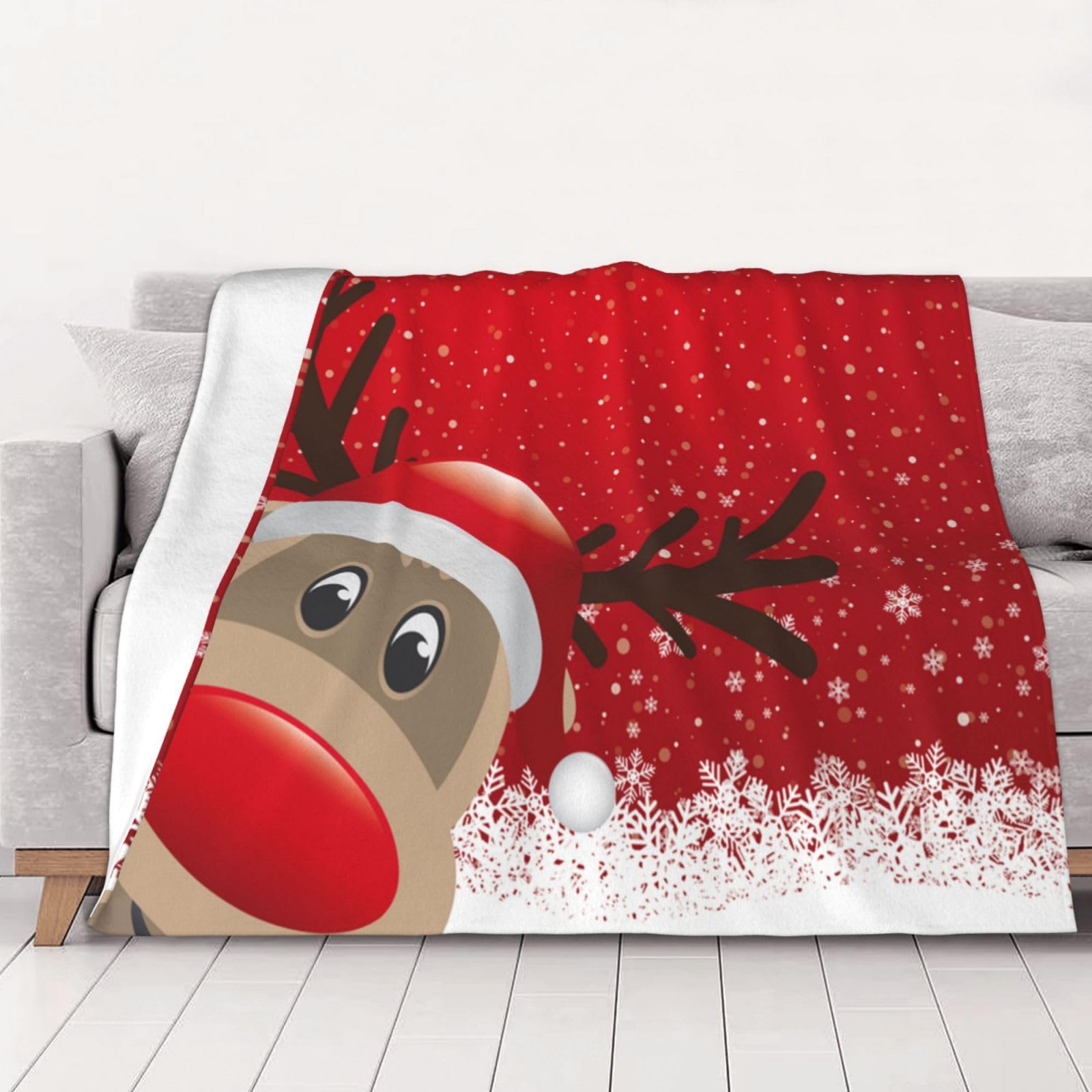AUBKFELD Christmas Printed Flannel Blanket 102x76 CM, Soft & Warm Throw Blanket for Sofa/Couch/Bed/Car, Gifts for Audlts Women Men