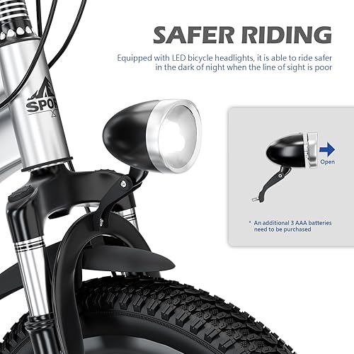 Miniatura 4 de Bicicleta de montaña de 20 pulgadas para niños de 7 a 12 años con frenos de disco duales, 7 velocidades, amortiguador, luces LED, para niños y niñas