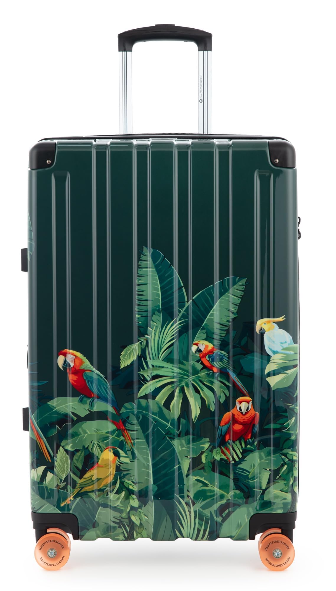 Hauptstadtkoffer Q-Damm Mittelgroßer Koffer (68 cm) 71-89 L, Design Papagei | ABS-Hartschale · TSA-Zahlenschloss · Erweiterbar · 4 Rollen · Austauschbare Ersatzteile · Aufgabegepäck · Urlaub · 1-2 Wochen