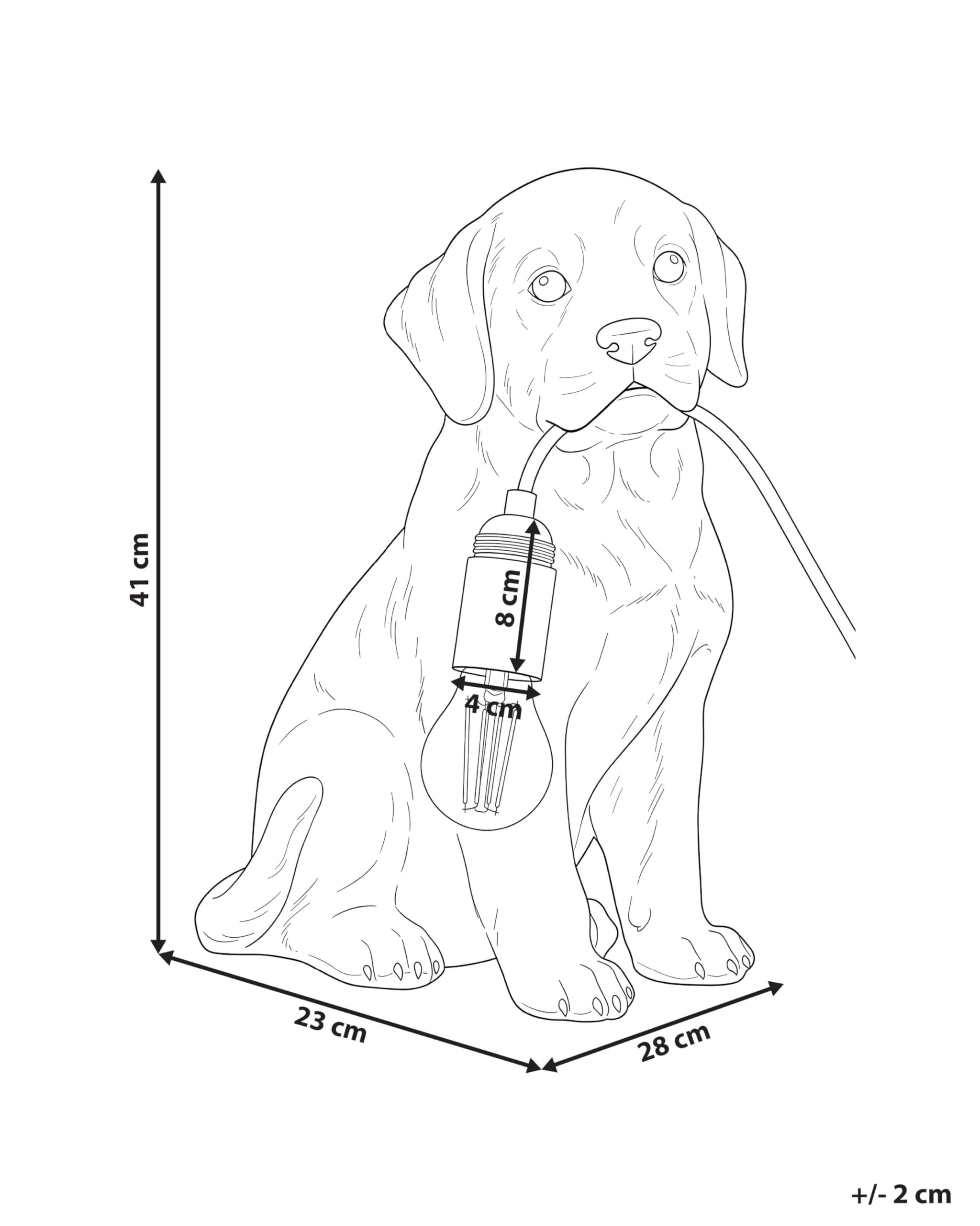 Beliani Tischlampe Kunstharz weiß Glühbirnen-Optik Tiermotiv Hund Labrador Welpe Bruno