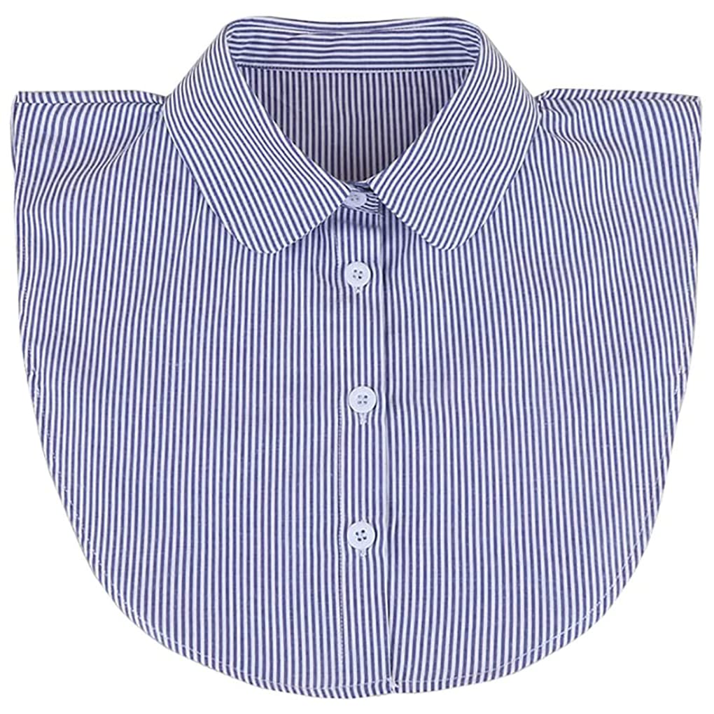 BUUEERR Fake Collar Detachable Dickey Collar Half Shirt Blouse Blue Striped Shirt Collar Faux False Collar