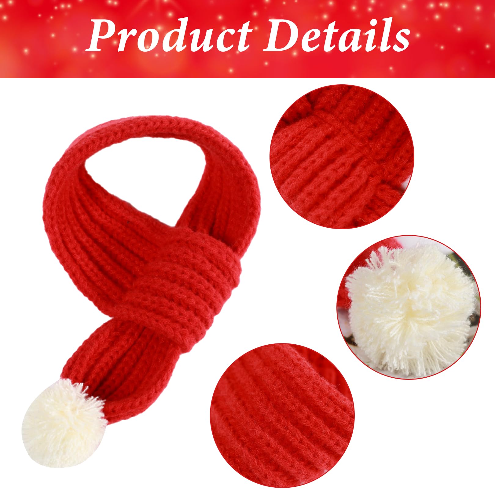 1Pcs Cat Dog Christmas Outfit, Knitted Red Scarf - Image 3
