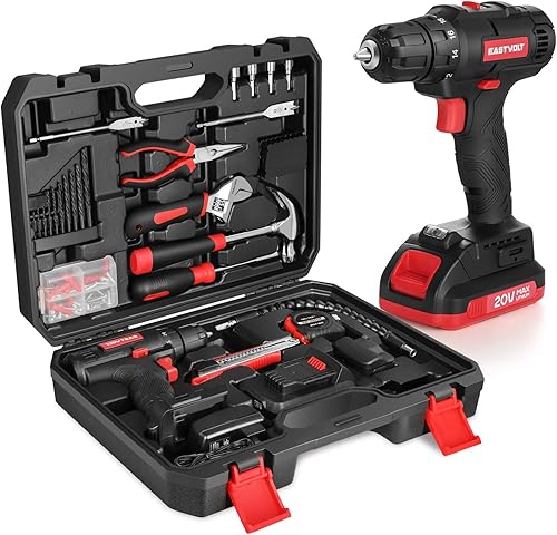 Miniatura 5 de Eastvolt Kit de taladro eléctrico inalámbrico de 20 V máx. y kit de herramientas para el hogar, máximo 310 pulgadas. lbs. Taladro de torque de 18+1