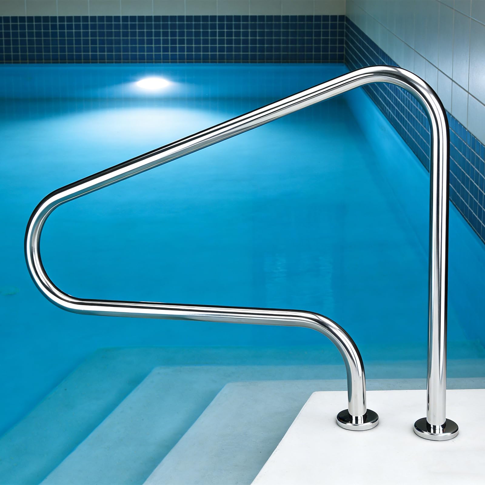 Schwimmbad-Handlauf aus Edelstahl, Poolhandlauf für Inground-Pools, 125x80cm Sicherheitsgriff mit Schnellspannsockel, Robuste Pool-Geländer für Schwimmbecken Spa & Garten