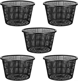 Große Wasserpflanzen-Netztöpfe, 21,1 cm, Kunststoff-Blumenkorb, für Teichpflanzen, Hydrokulturen, Garten, 5-teiliges Set, schwarz