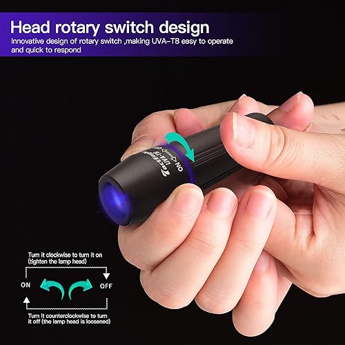 Miniatura 4 de Paquete de 4 linternas UV de 365 nm, linterna de luz negra, mini linterna de luz negra AA, luz UV portátil para detección de orina, minerales,