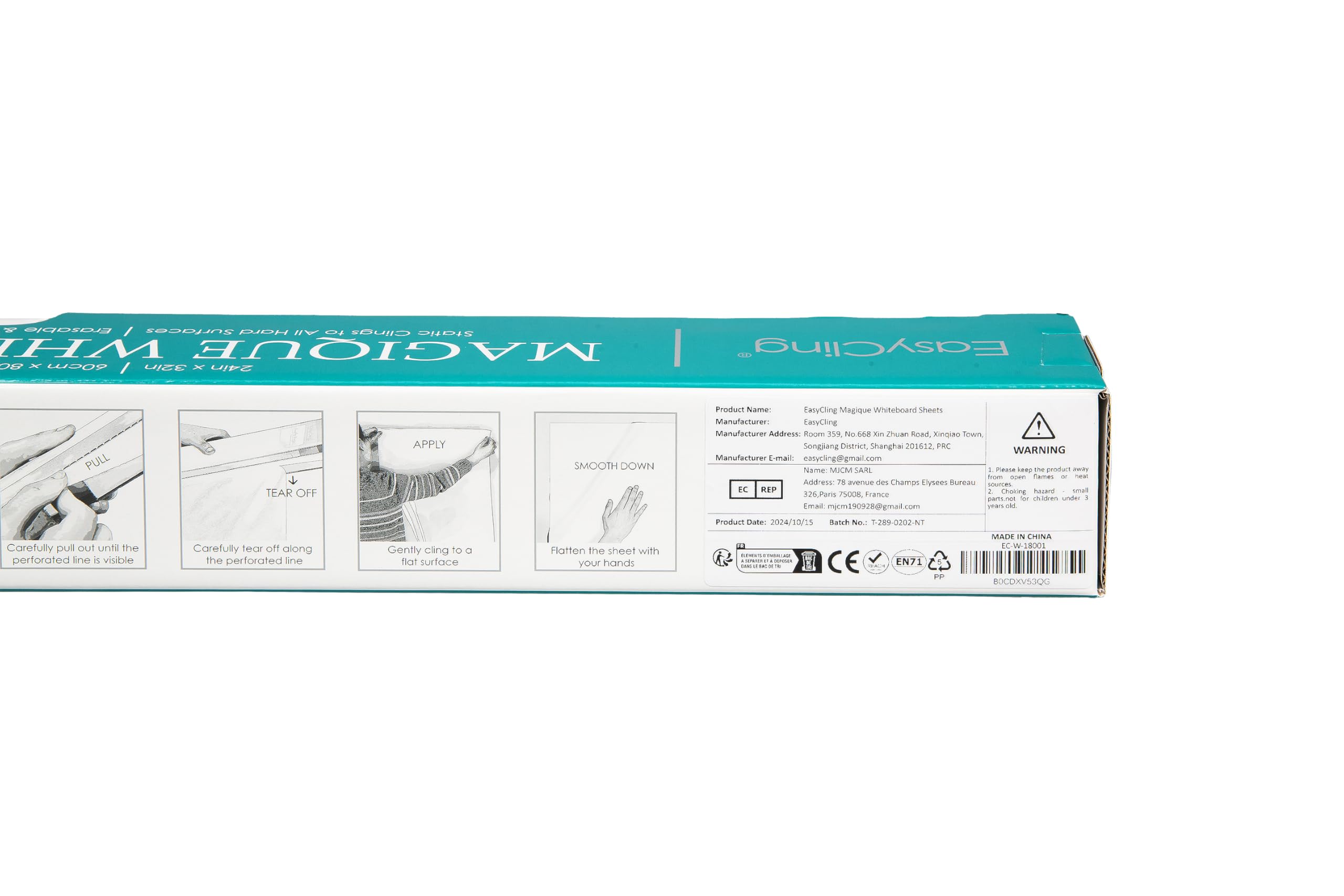 Magique Film autocollant pour tableau blanc – Film électrostatique avec 25 feuilles et 1 marqueur pour tableau blanc, pour toutes les surfaces dures, adhère sans colle ni aimants, 60 cm x