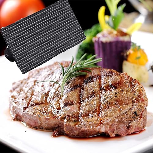 Miniatura 8 de Prensa de hamburguesas, prensa rectangular de tocino con mango de madera, rectangular de hierro fundido resistente para carne con mango de madera,