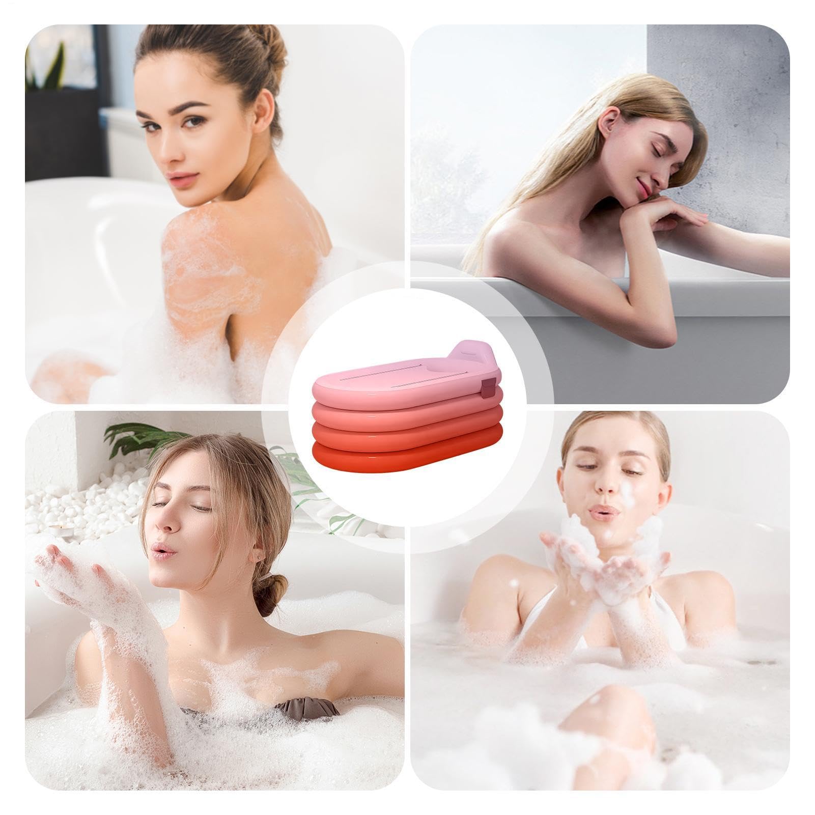 Bañera Inflable Cubo Portátil para Lavar el Cuerpo con Bomba de Pie