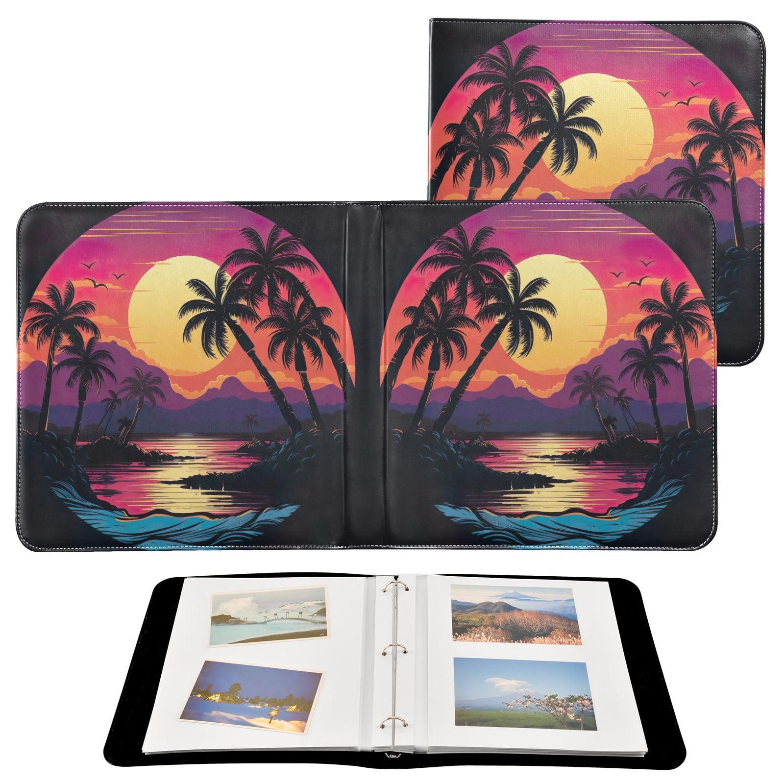 Amazon.com: FULUHUAPIN Large Photo Album Vaporwave Hawaii Beach PU