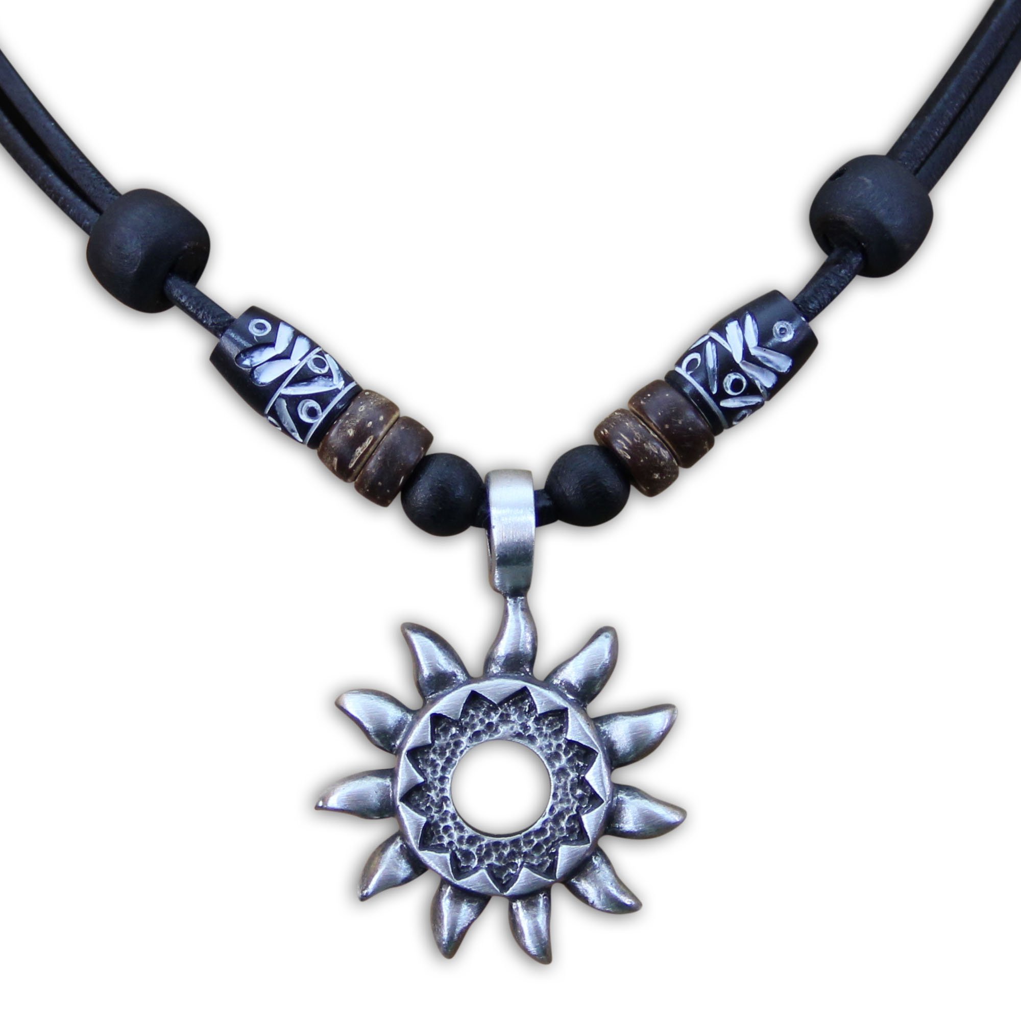 Collier Cuir Collier Homme Tribal En Cuir, Perle De Tahiti Et