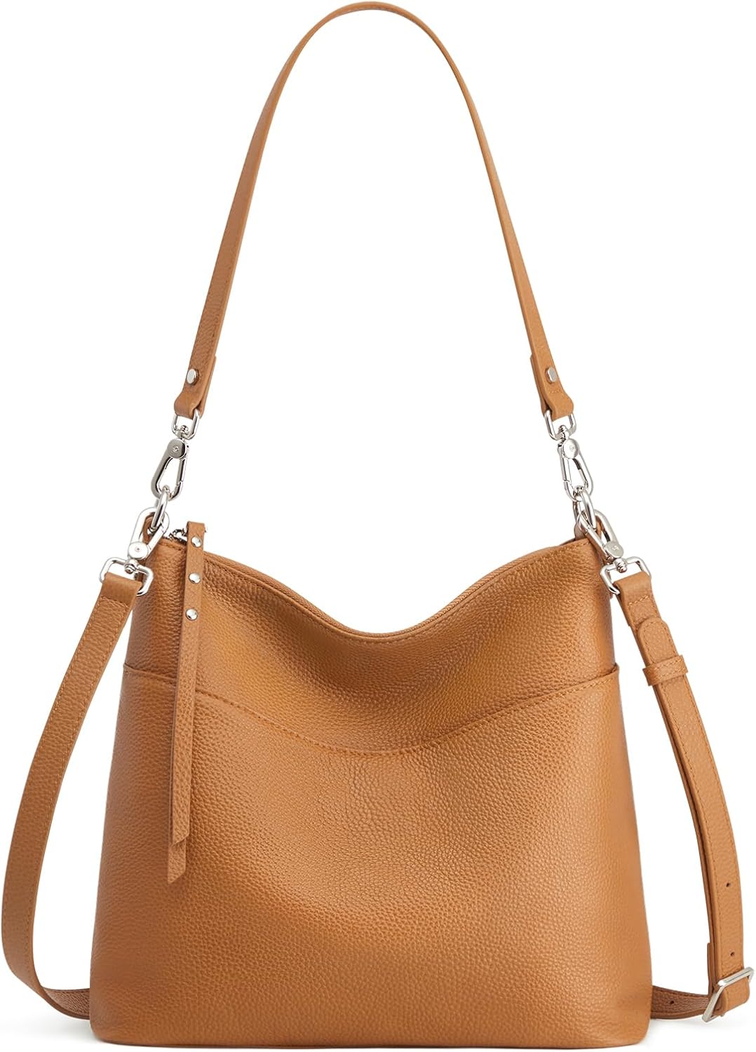 S-ZONE Leather Tote Bag for Women Medium Crossbody Handbags Shoulder Hobo Purse with 2 Removable Straps