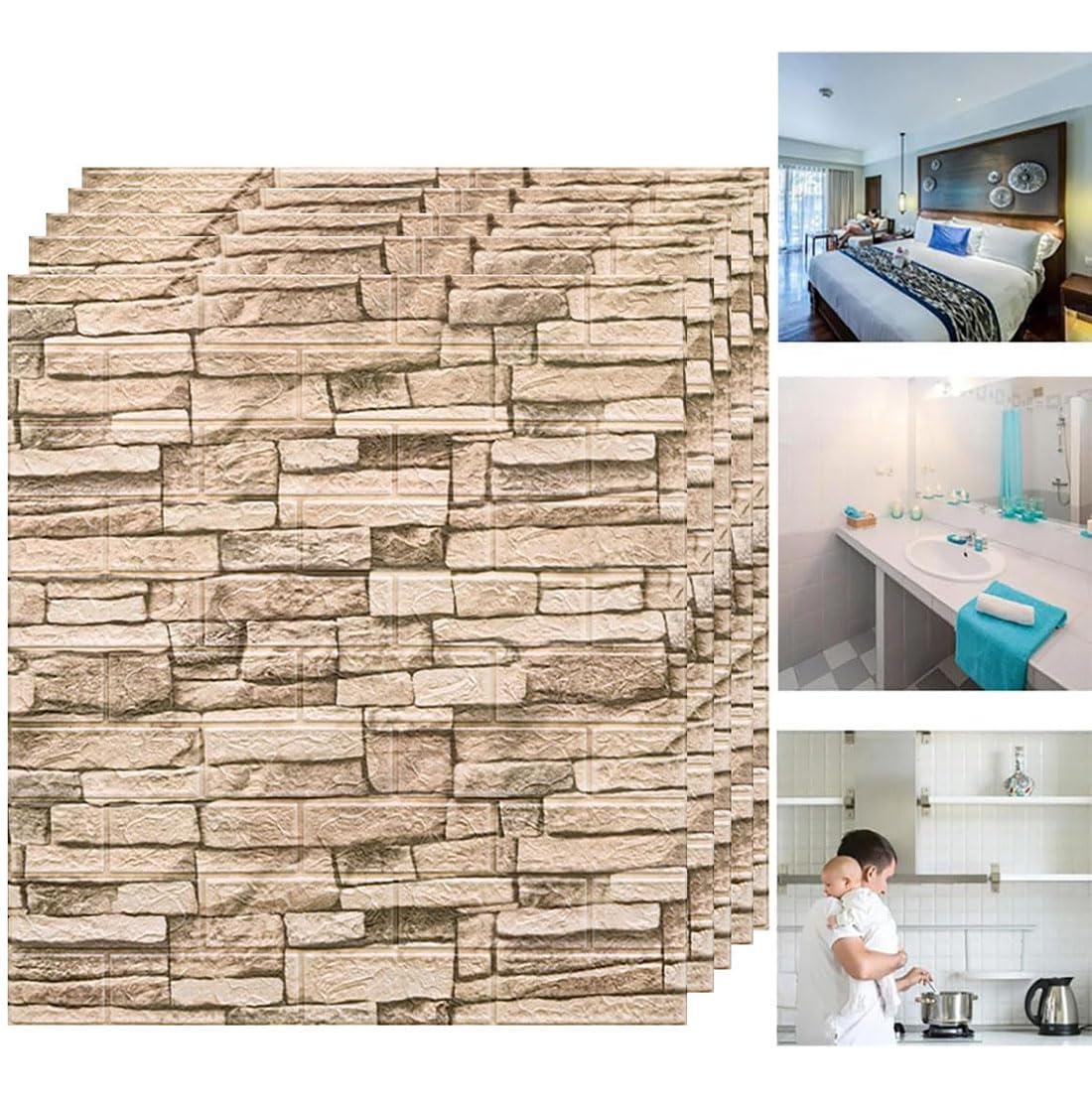 Pannelli in Polistirolo Finta Pietra, Carta Adesiva per Pareti Effetto Mattone, Pannello Mattone Decorativi 3D, per Cucina Ufficio TV Sfondo, Facile da Pulire,20pcs