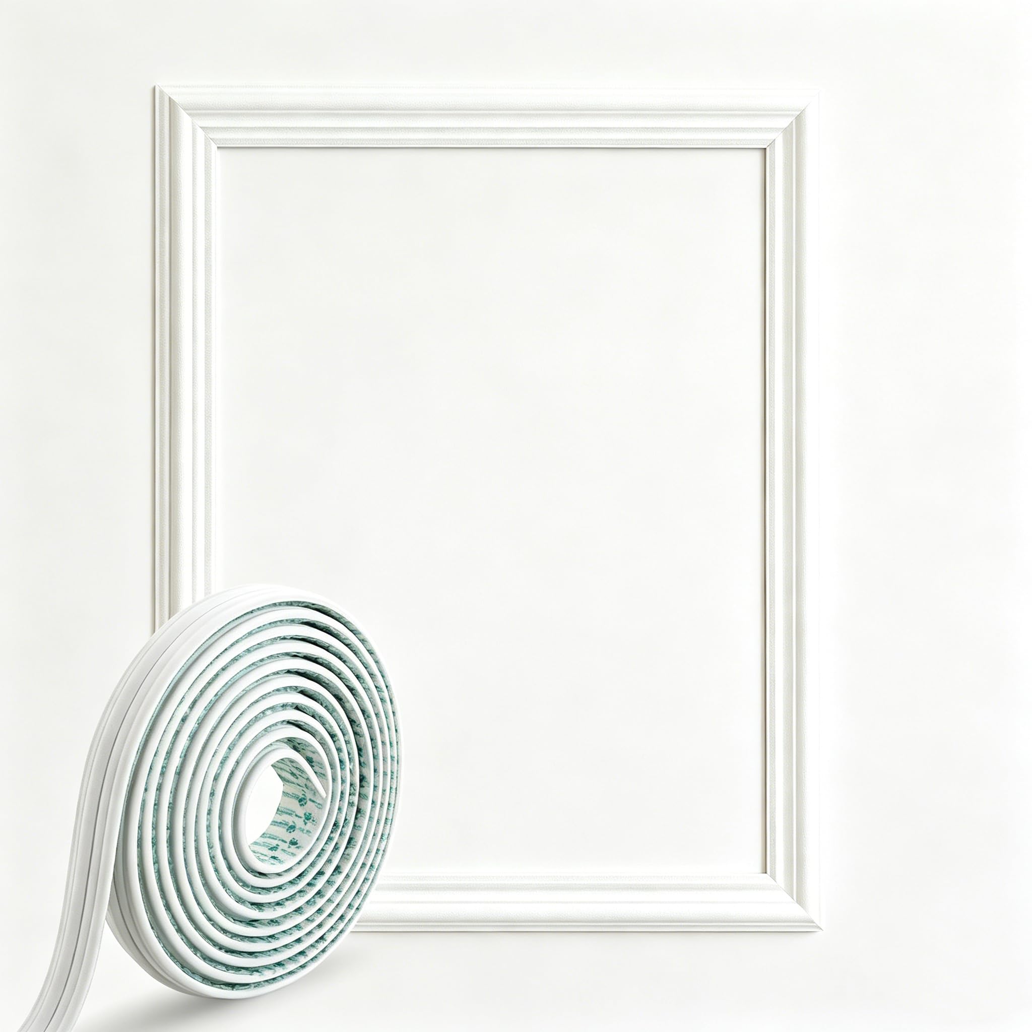 Flexible Moulding Trim Peel and Stick - 3M Self-Adhesive Wall Panelling Kits, Lightweight PVC Wall Moulding & Wall Trim for Mirror Frame, Door, Bedroom, DIY Accent Wall (White)