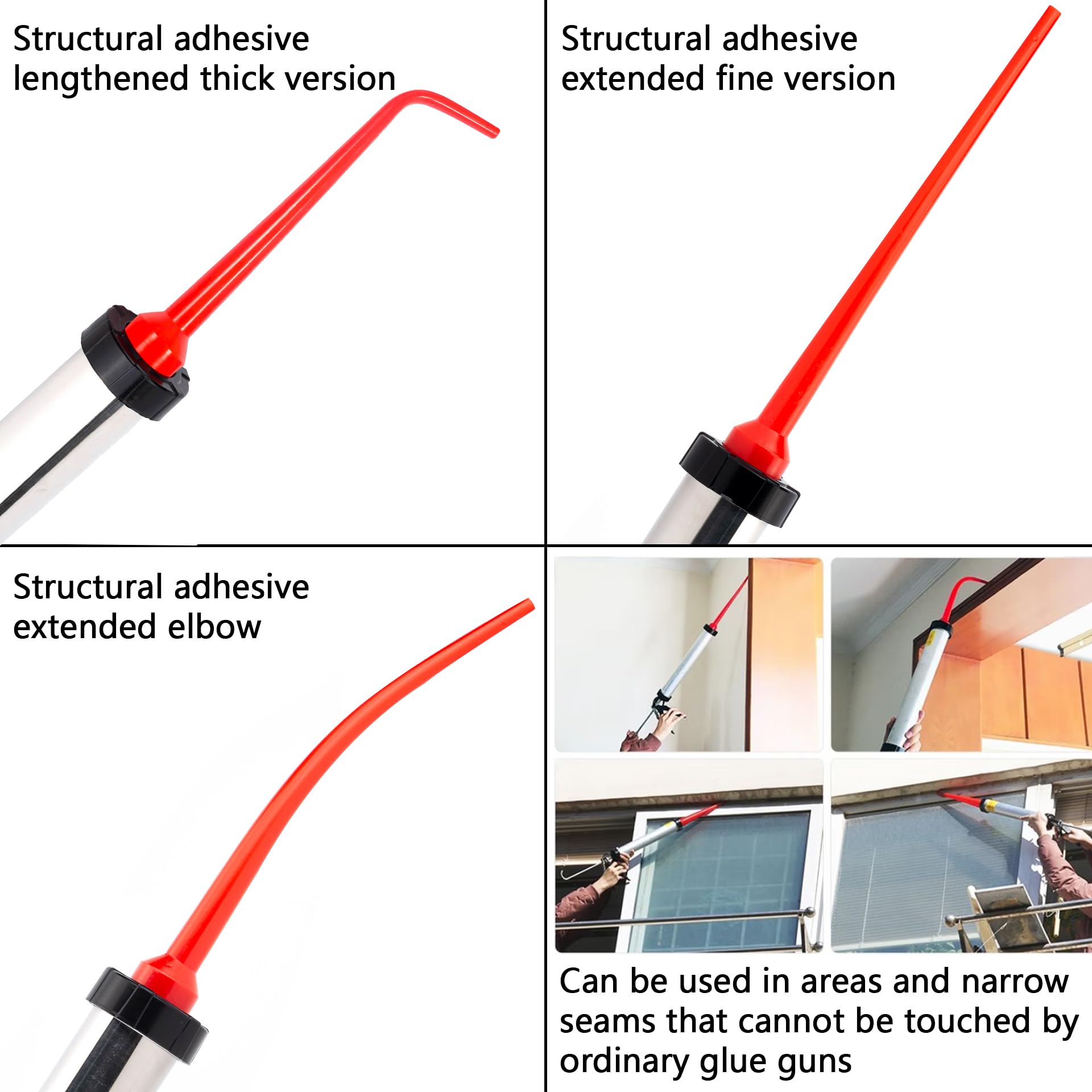 ANZHUO Caulking Nozzle for Sausage Caulking Gun Caulk Tube adapters Used for Sealing Seams Installing Glass Doors and Windows Tiles kitchenware advertisements (1Straight +2 Curved) - Image 3