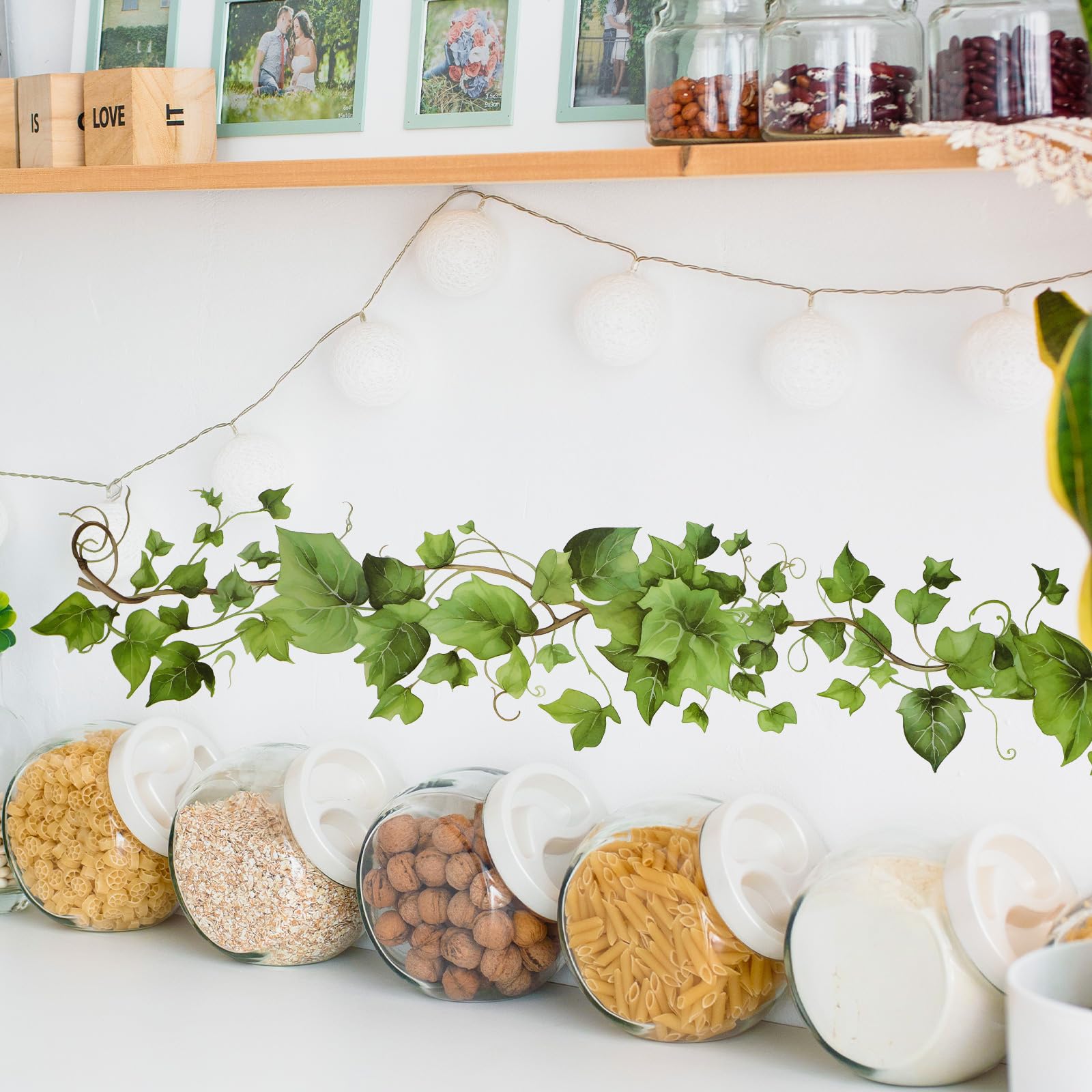 HGDESIGN® Muurtattoo Muursticker Groene Bladeren Planten Bloem Klimop Rank Muursticker Muurdecoratie voor Woonkamer Slaapkamer Hal Keuken Leiste (B