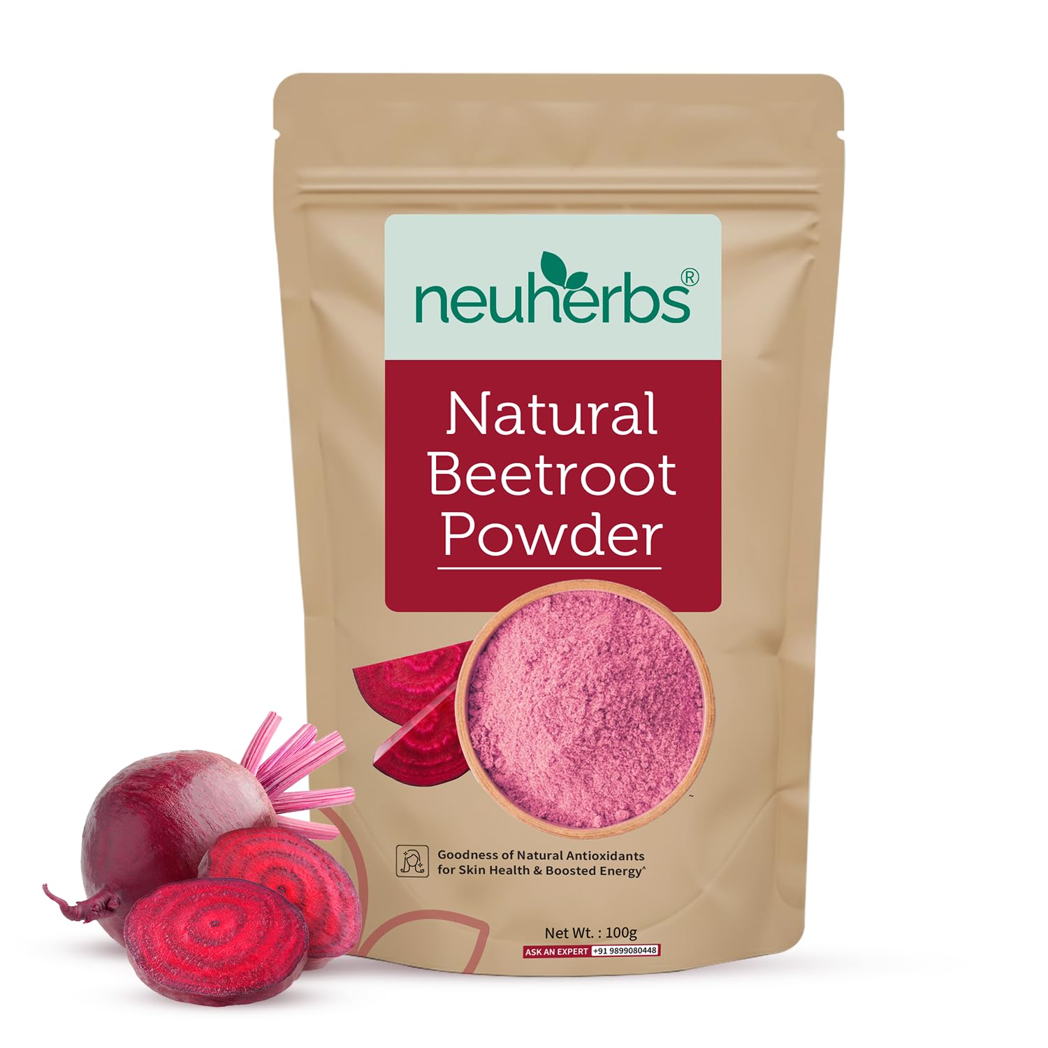 Neuherbs Natural Beetroot Powder For Face, Skin & Hair (100g) | 100% Pure & High Natural Antioxidants | Boost Energy | Face Pack for Glowing & Shining Skin | Additive Free