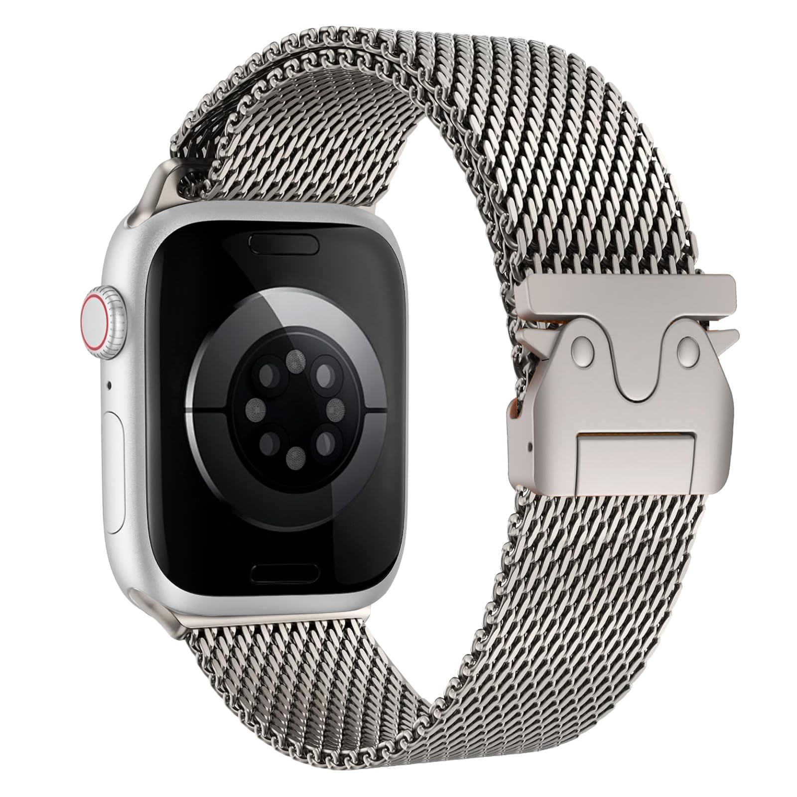 Cinturino per Apple Watch Ultra 3/2/1 49mm, Fibbia Stile Paracadute, Cinturini Milanese in Titanio per iWatch Series Series 11 10 9 8 7 6 5 4 Ultra SE 3 2 1, 49mm/46mm/45mm/44mm/42mm(Series 3/2/1)