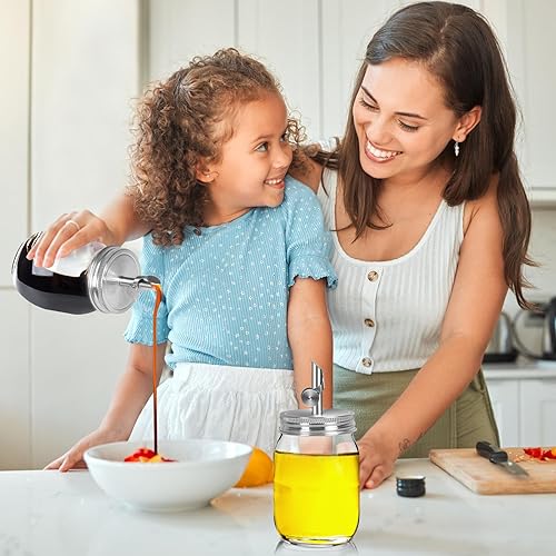 Miniatura 7 de Paquete de 2 tarros de acero inoxidable 304 con bloqueo automático a prueba de polvo, tapa de vertido de boquilla de flujo libre para tarros Mason