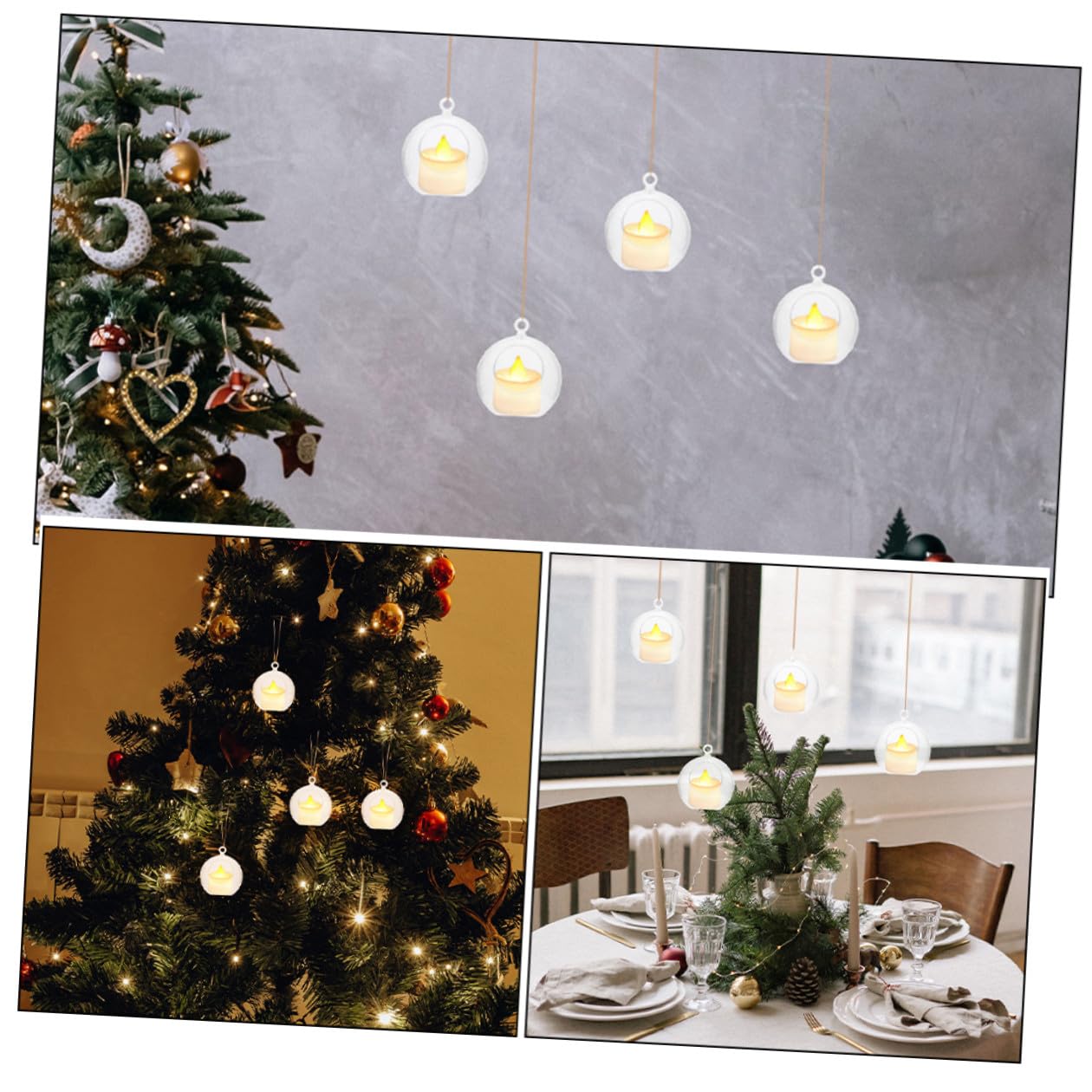 Lurrose Boules de Noël Transparentes à Remplir 20 Pcs Boules Creuses en Plastique 8 CM Décorations Suspendues pour Fêtes Mariages et Anniversaires Ornements pour Bougies et Fleurs