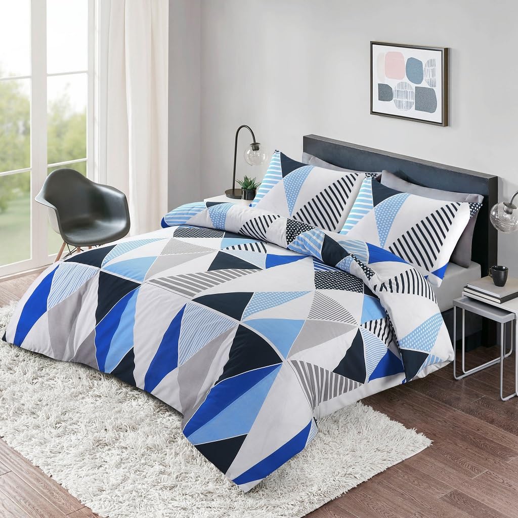 HOME ACE Brandon Printed Double Duvet Cover Set - Easy Care Poly Cotton Double Bed Quilt Cover Bedding Set - 200CM x 200CM with 2 Pillowcases 50CM x 75CM