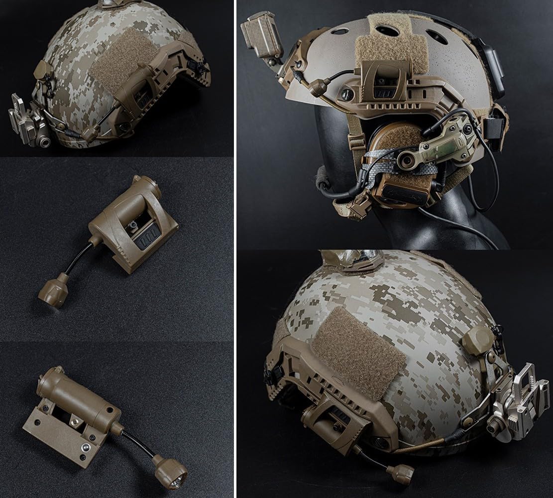 Taktischer Helm Lichtladung, Mpls 4 Umwandlungsmodi Airsoft-Helmlampe Energiesparende Jagd Militär Fast Helm Taschenlampe Outdoor Jagd Taktische Helm Zubehör