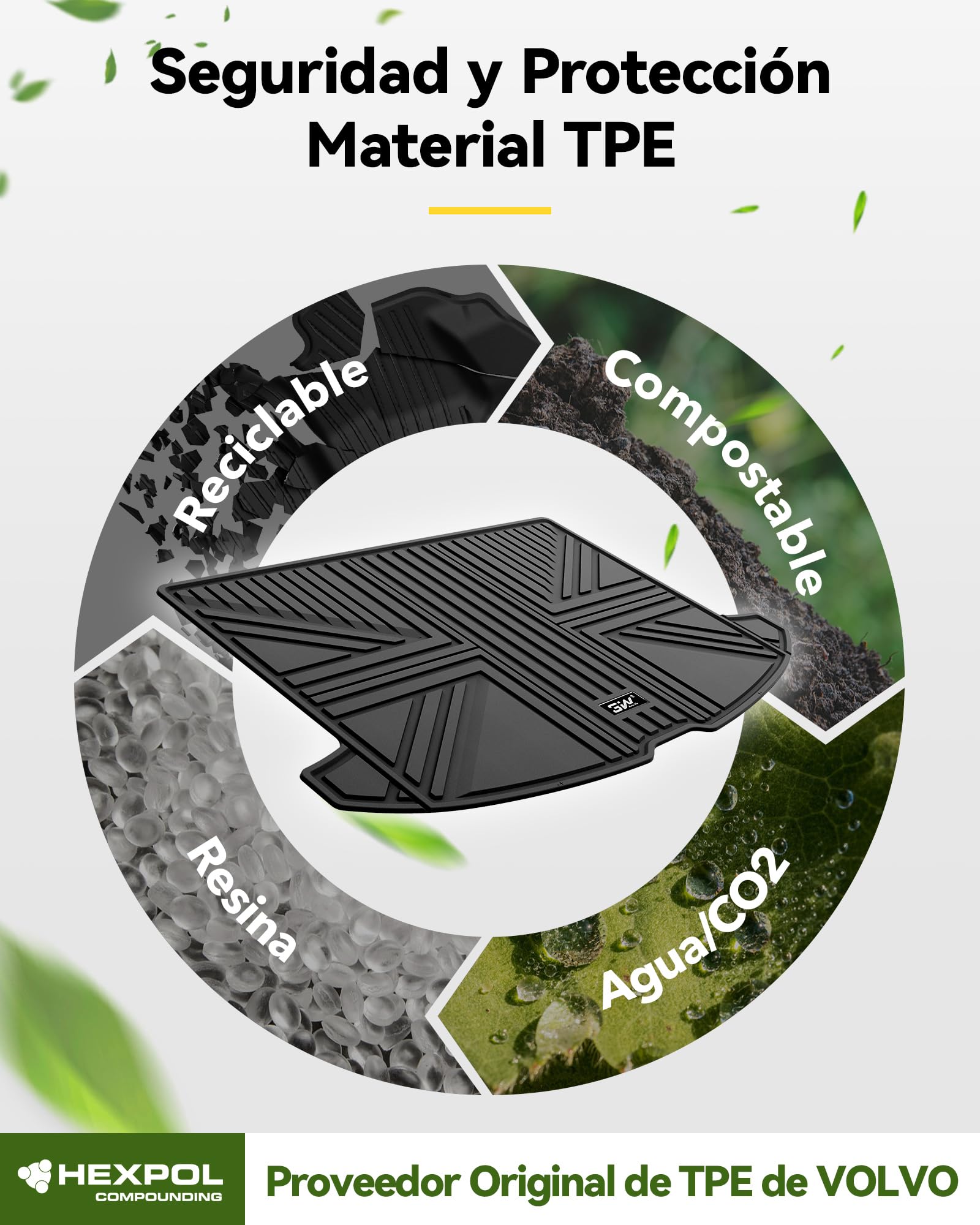 3W Alfombrilla Maletero de Coche para Mini Countryman F60 2017-2024, Protector de Maletero Personalizada de TPE para Todo Clima para Mini Countryman Juego Completo de Alfombrillas, Accesorios, Negro