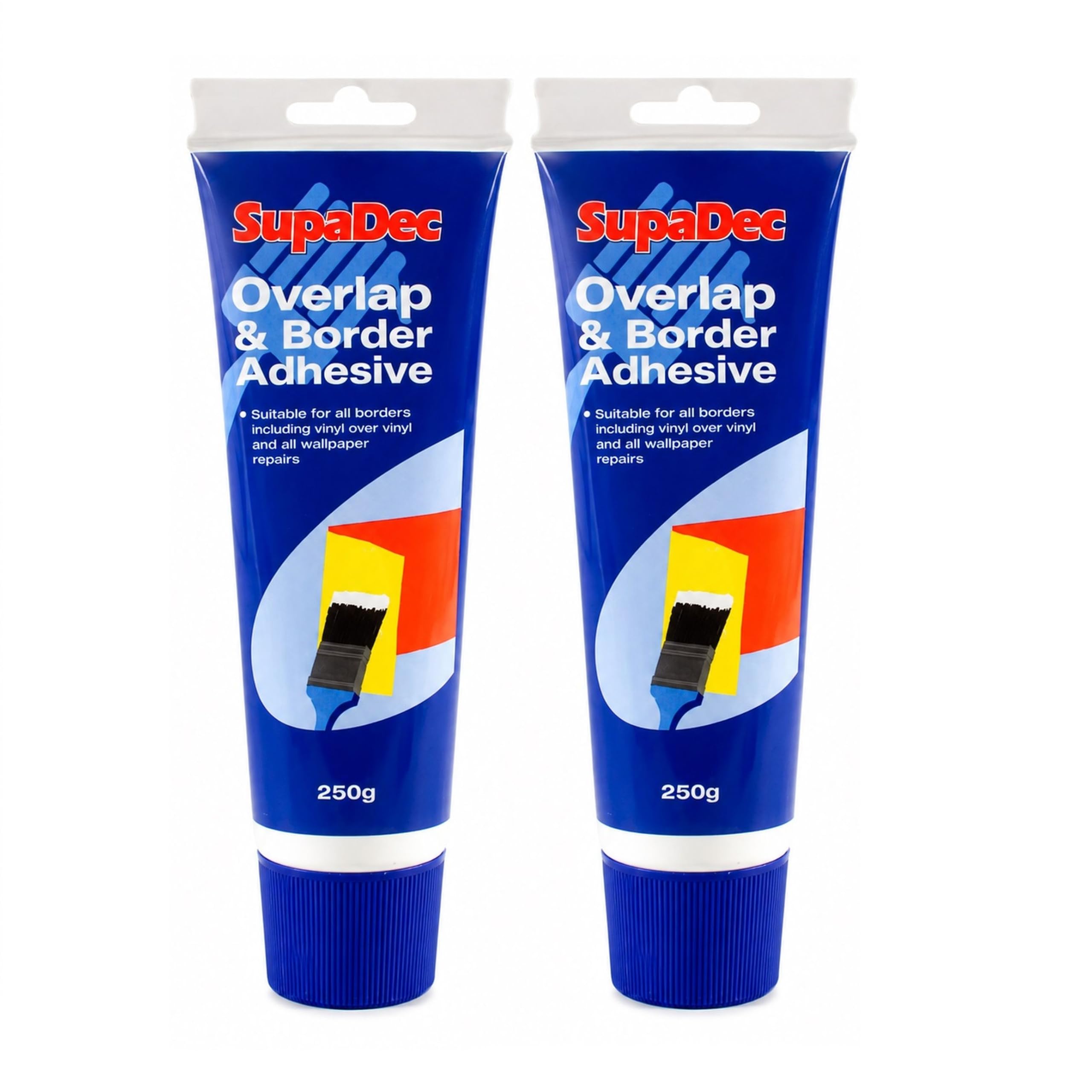 2 x Wallpaper Overlap & Border Adhesive - Ready To Use Decorating & Wallpaper Repair Adhesive - 250g Tube