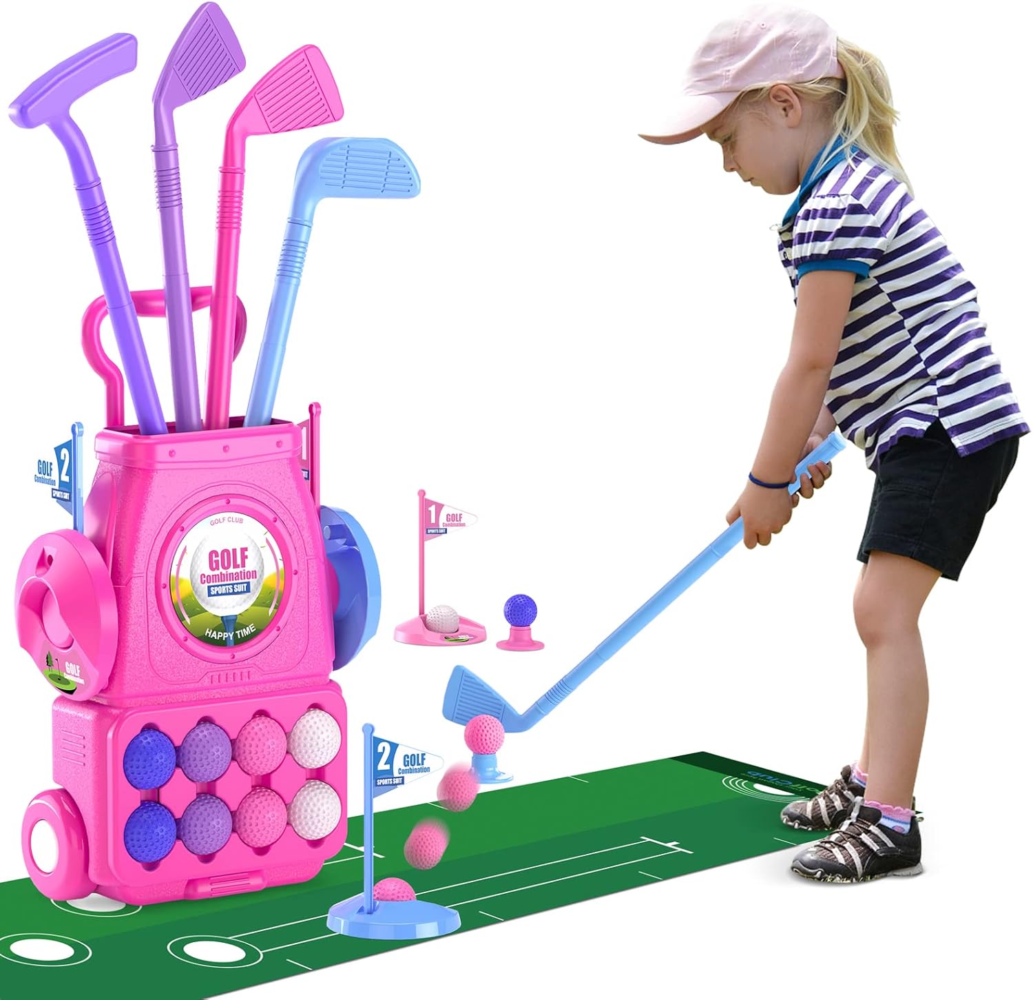 QDRAGON Kids Toddler Golf Clubs Set with 8 Balls, Putting