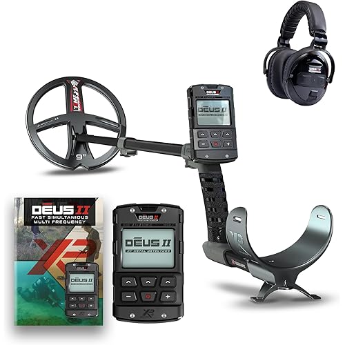 XP Metal Detectors Deus II RC - 9" FMF Coil with WSAII-XL Wireless Headphones Bundle - Waterproof and multifrequency Metal Detector with XP Deus II Remote Control & S-Telescopic Stem