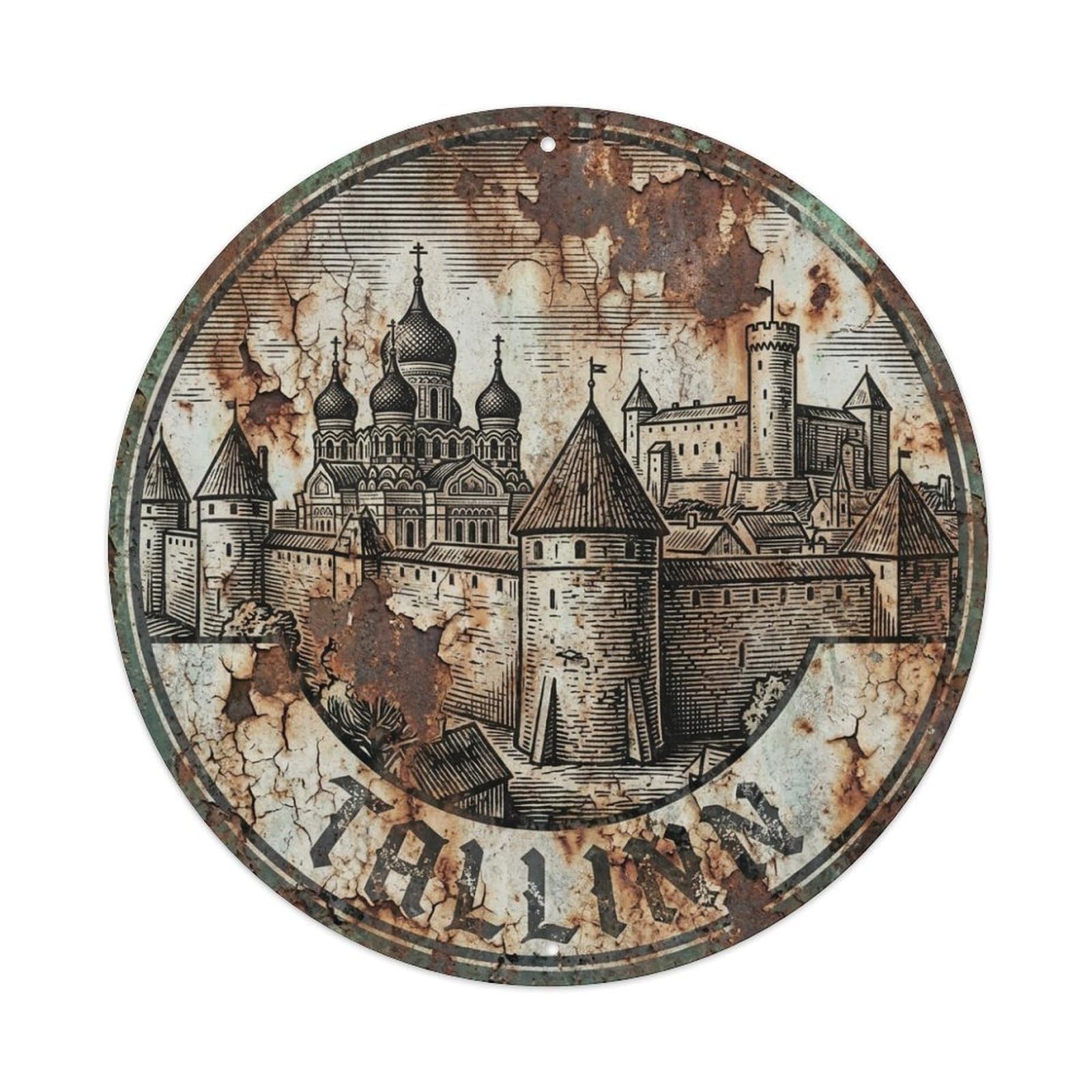 Vintage Travel Estonia Tallinn Metal Tin Sign