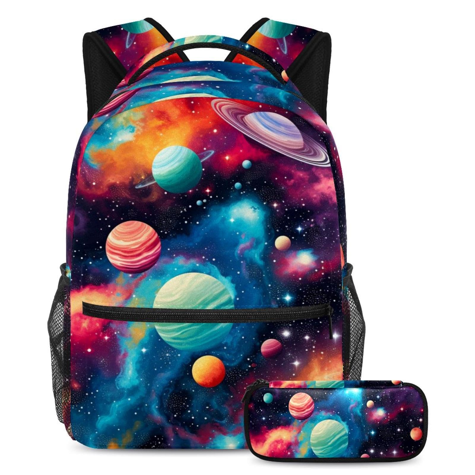 Cartable Galaxy Planet grand sac à dos et trousse pour école