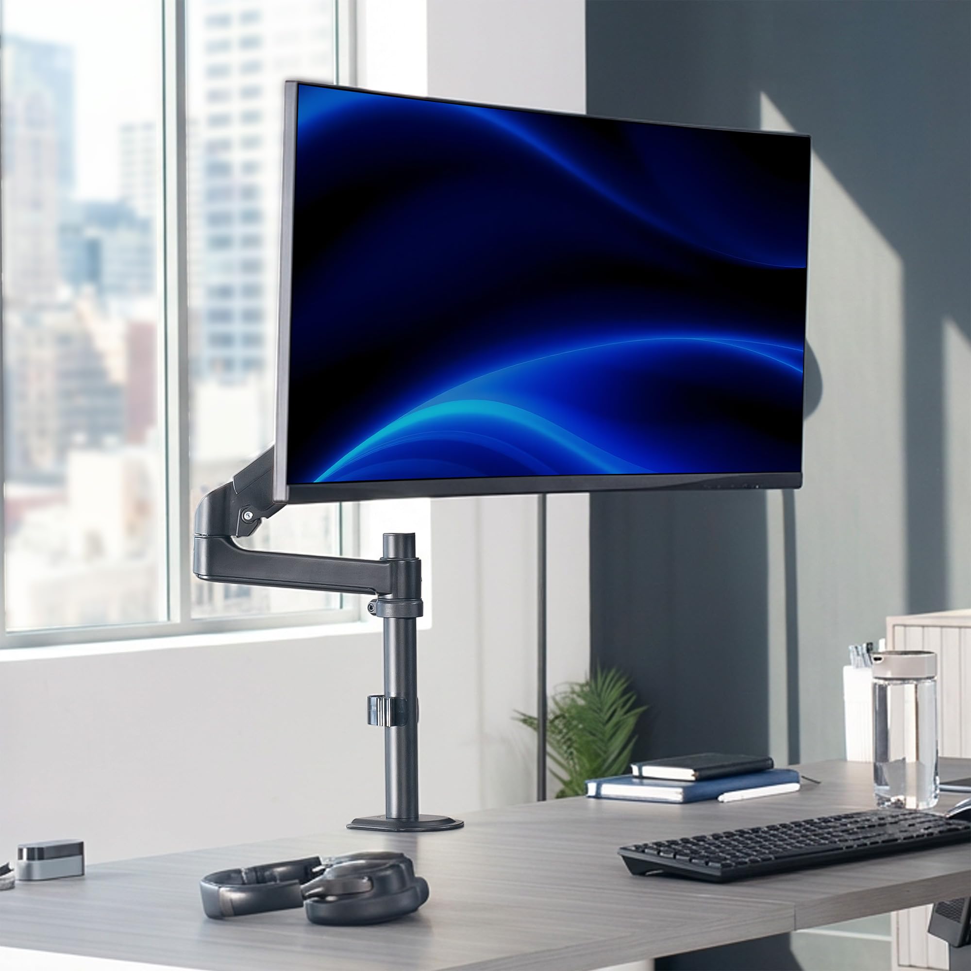VIVO Supporto da scrivania con braccio a molla pneumatica articolato per impieghi gravosi e standard, adatto a schermi ultrawide standard e grandi fino a 35" con VESA massimo 200 x 100, STAND-V101H