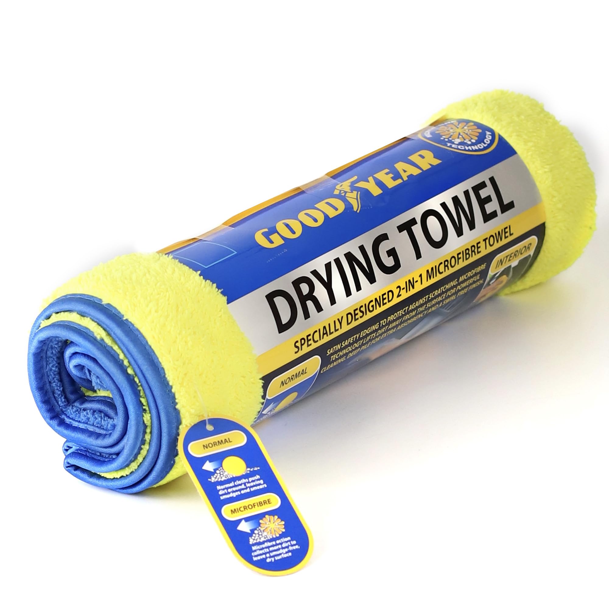 Goodyear Multi Microfiber Drying Towel Xl Deep Pile For Extra Absorbency| Microfiber Technology| Cleaning Fiber Attracts Dust |Satin Safety Edging Protects Against Scratching| Extra Absorbency Free Finish