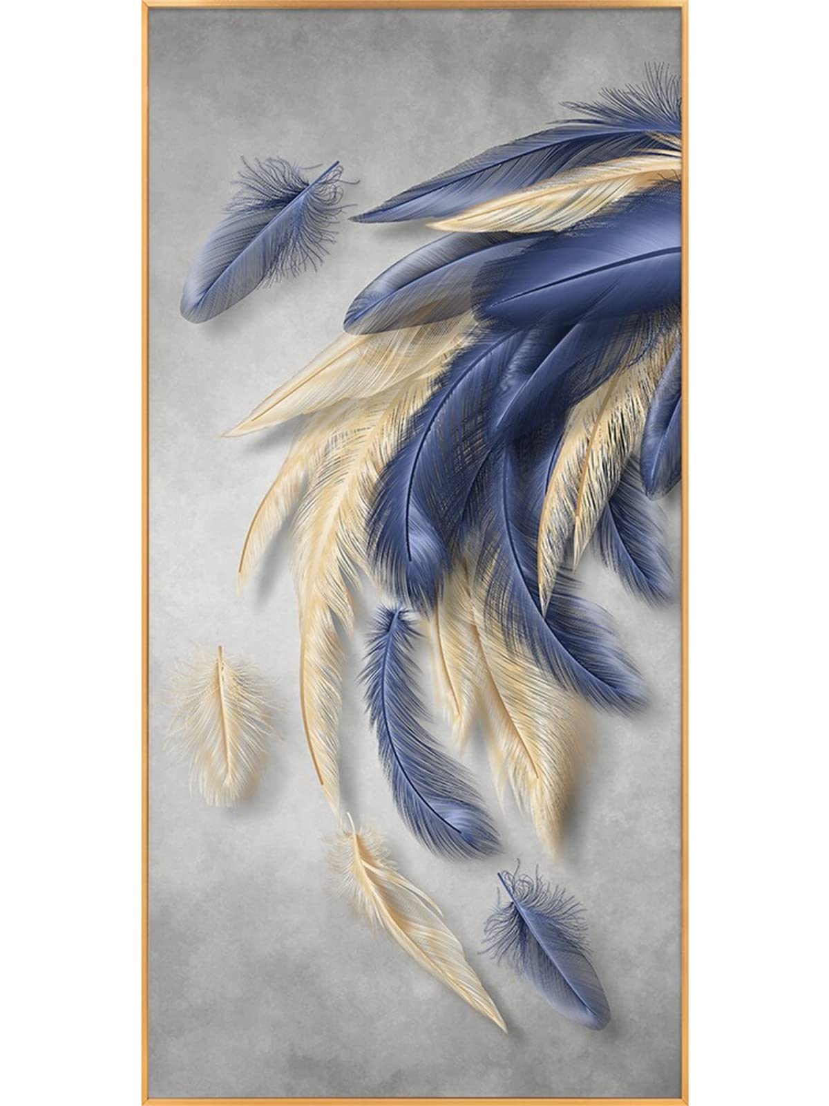 DIY zestawy do malowania diamentami 5D, pełne wiertło diamentowy obraz dla dorosłych i dzieci, kryształ górski haftowanie obrazy do dekoracji ścian domu - 80 x 160 cm / 31 x 63 cali (niebieskie żółte pióro)