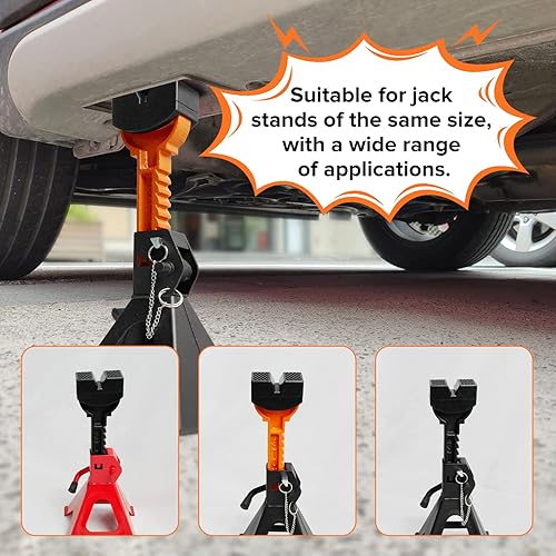 Vista 42 de Donext Jack Stands 3 toneladas (6,500 lb) de acero de capacidad, 1 par de soportes de elevación rojos ajustables