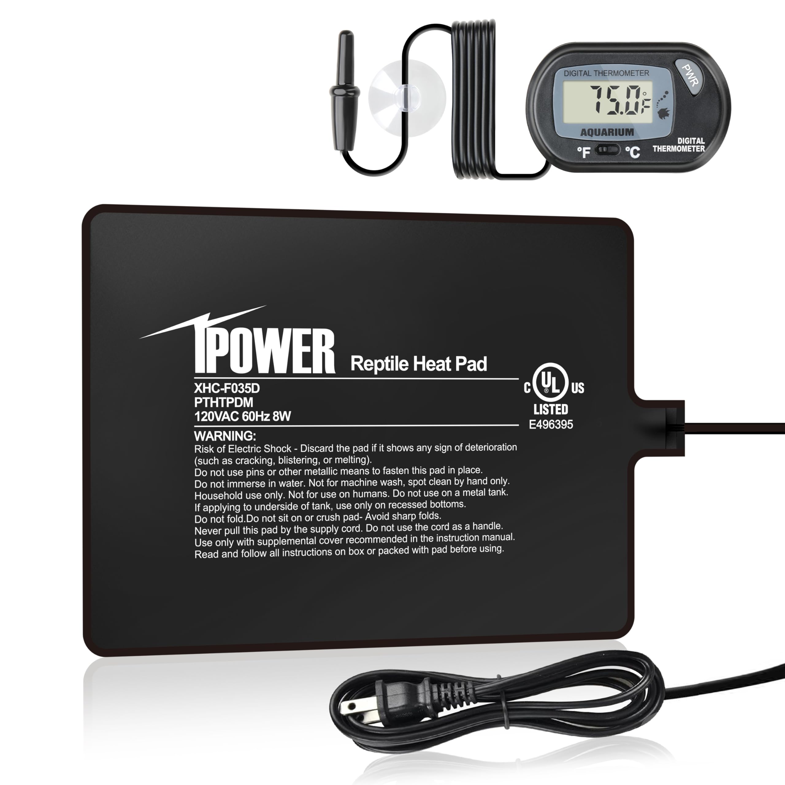 iPower Mata grzewcza dla gadów, 8 W, LCD, cyfrowy termometr do akwarium, podgrzewacz terrarium, podkładka termiczna do żółwi, jaszczurek, żab i innych małych zwierząt, różne