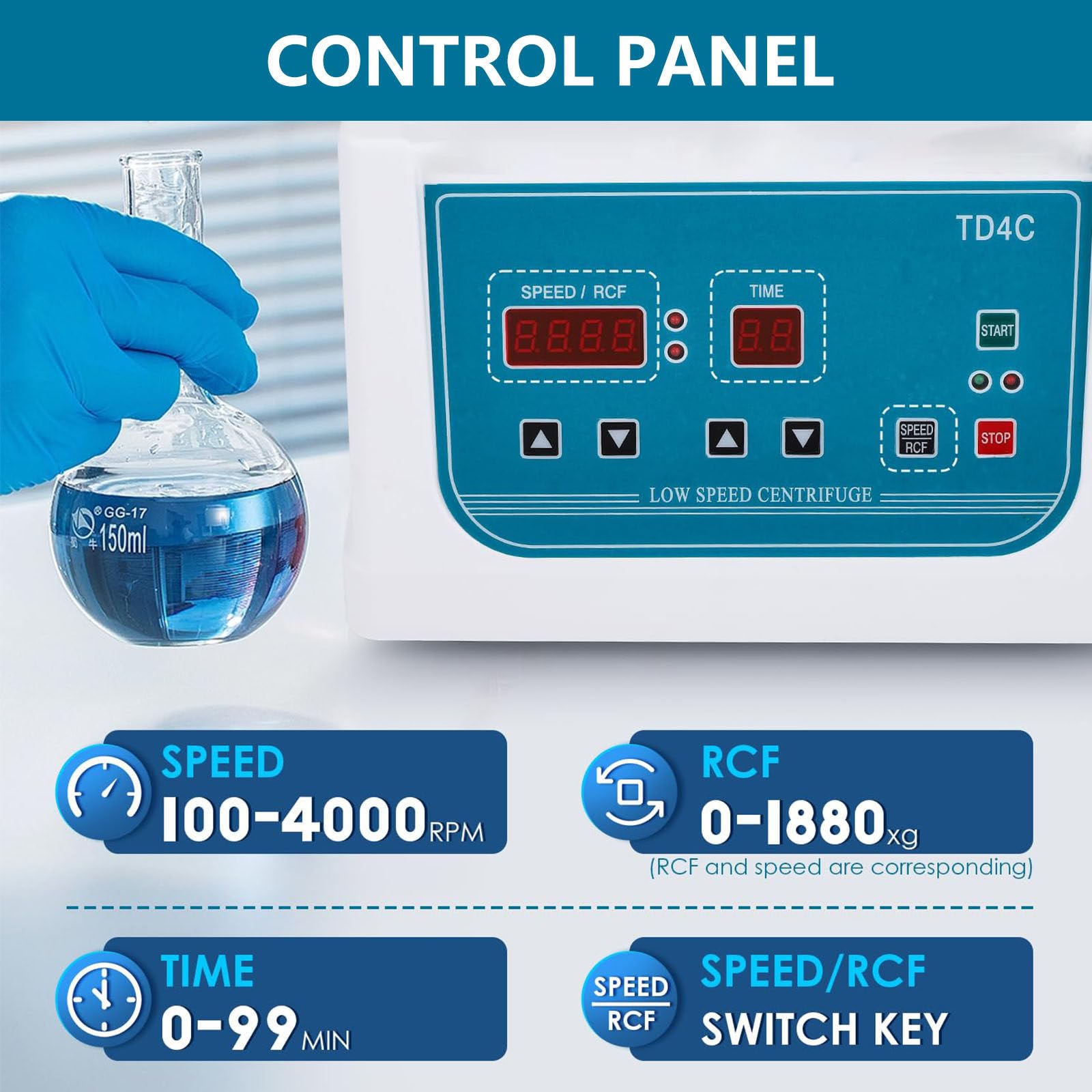 Centrifuga PRP Professionale 8 x 15 ml, 4.000 Giri/min, con Controllo di Tempo e velocità, Rumore ≤65 Db, 110 V, Display a LED, centrifughe PRF digitali Betchtop