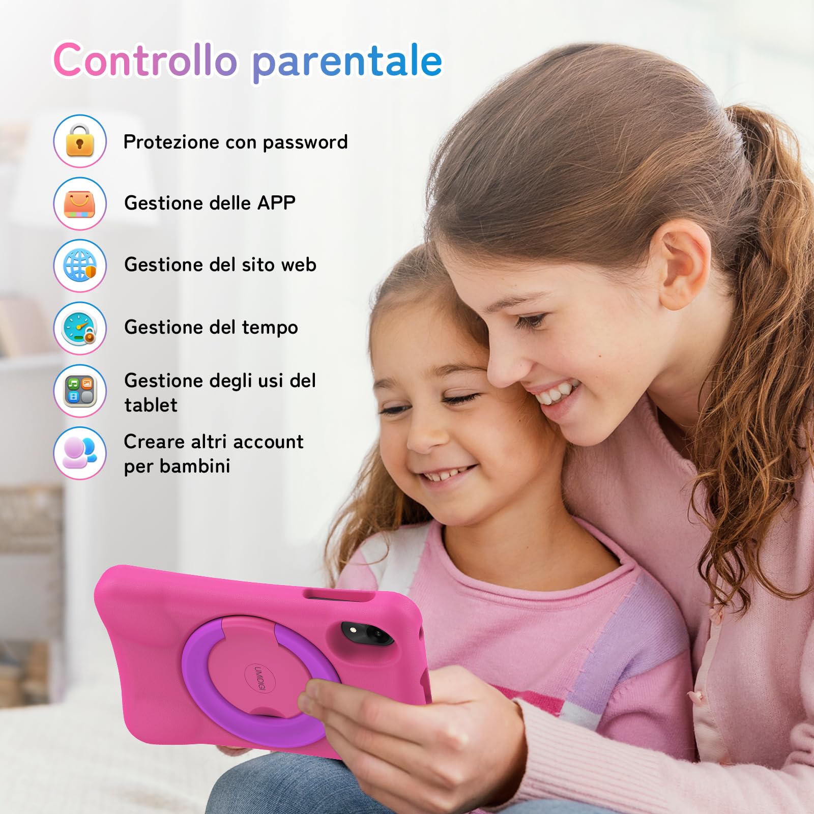 UMIDIGI Tablet Bambini Android 14, 8 Pollici, WIFI 6, G1 Tab Mini Kids, 7(3+4) GB+32GB/TF 1TB, 5000 mAh, 5MP, Controllo Parentale, Quad Core, BT5.0, Google GMS
