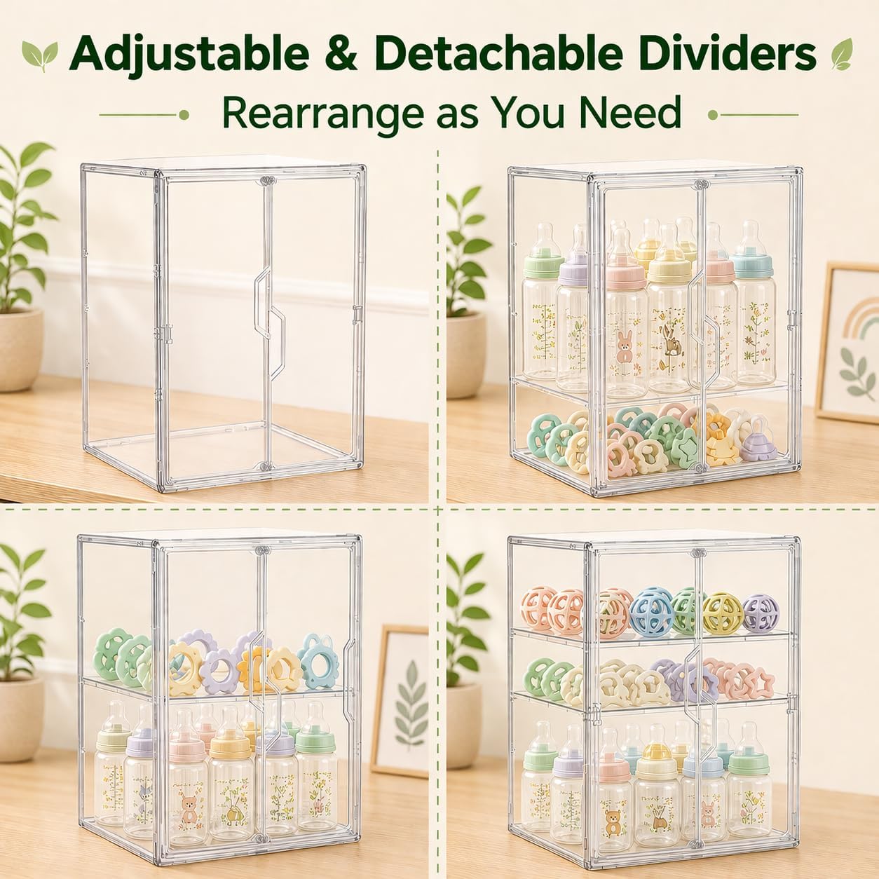 Baby Bottle Storage Organizer, X-Large 3 Tier Acrylic Bottle Storage Organizer Container for Countertop, Clear Plastic Bottle Station Organizers for Kitchen Cabinet Vanity Bathroom, Gifts for New Mom