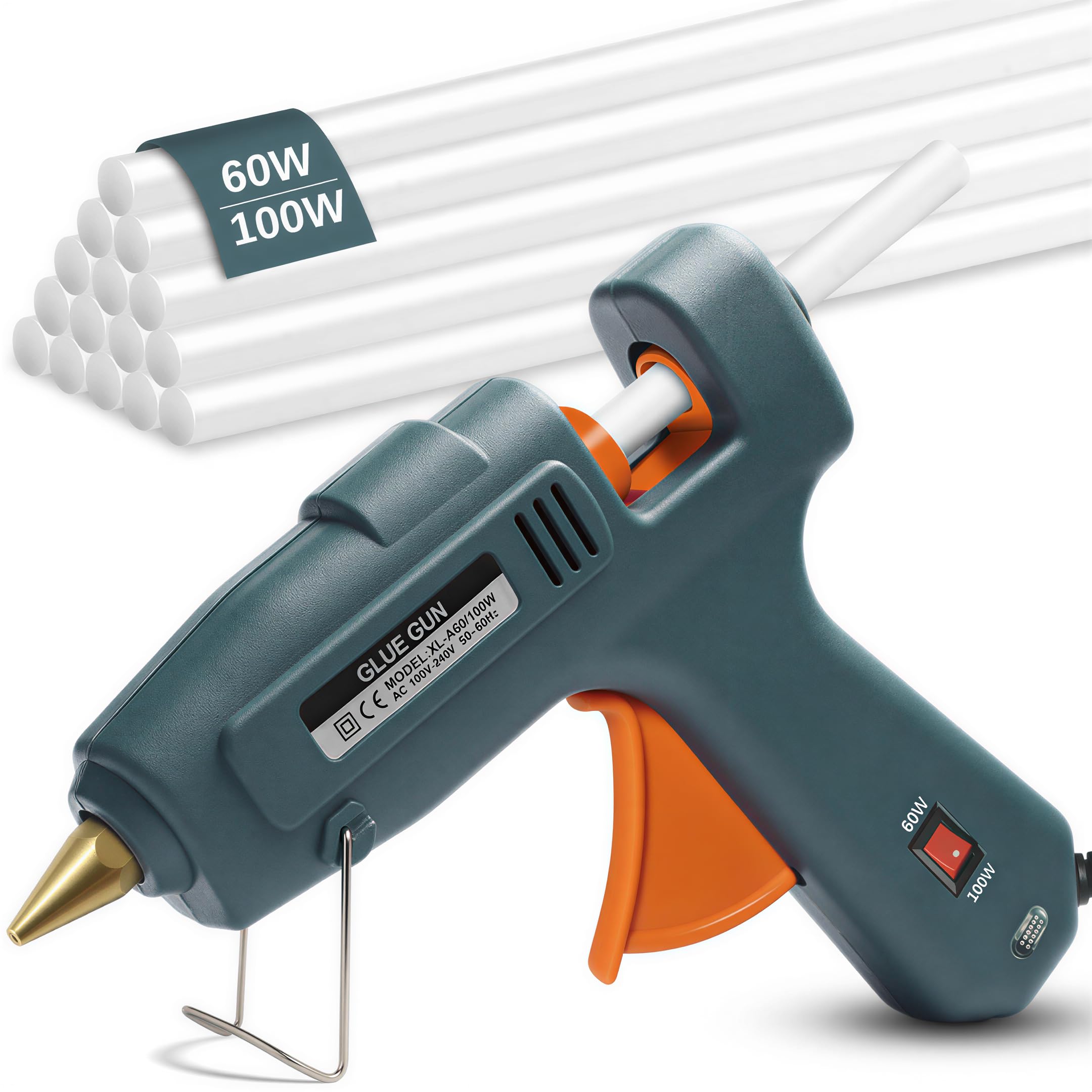 YESLUSY Pistola Silicona Caliente, 60W/100W Pistola a Caldo per Colla de Doble Temperatura, Con 15 Pegamento Caliente (11mm x 200mm) Boquilla Antigoteo para Bricolaje, Manualidades y Reparaciones