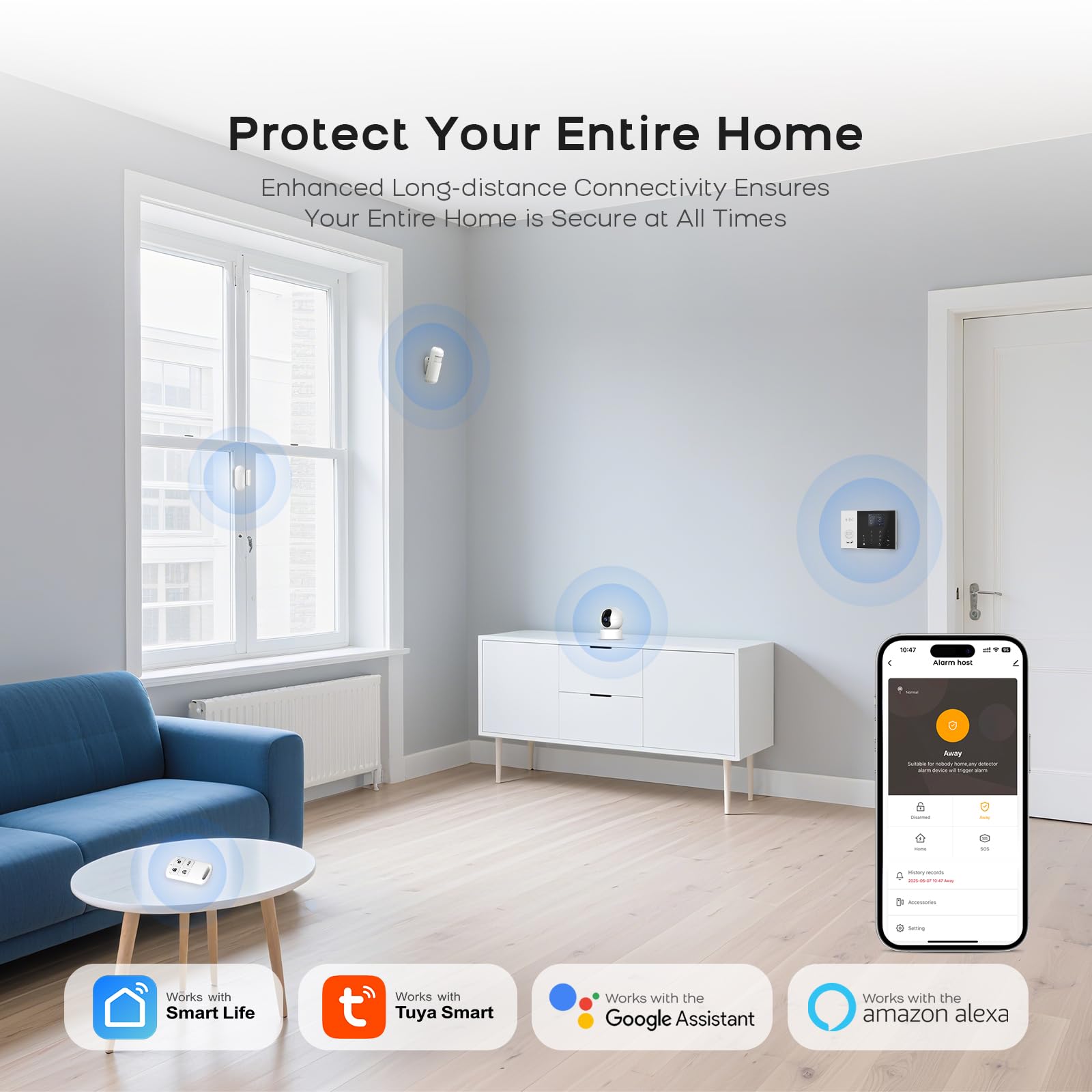 Sistema di Allarme GSM/WiFi con Sirena di Allarme da 120 dB, Telecomando Intelligente, display LCD, Annuncio vocale, Sicurezza per casa, ufficio