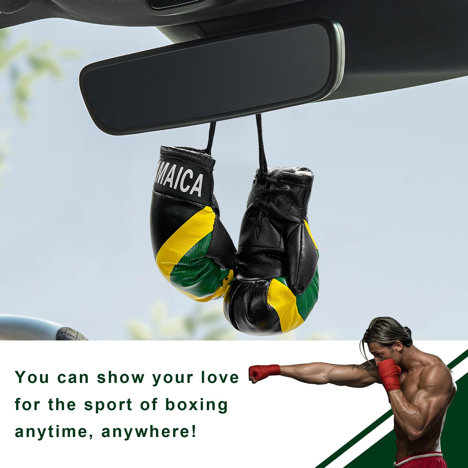 1 Pair Mini Boxing Gloves for Car Mirror Novelty Miniature Punching Gloves Automobile Mirror Hanging Accessories Christmas Ornament — view 5
