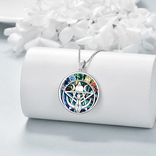 Miniatura 4 de LUHE Collar de pentagrama de plata de ley con dije de pentagrama de chakras luna pentagrama collar con colgante de pentagrama celtas paganas