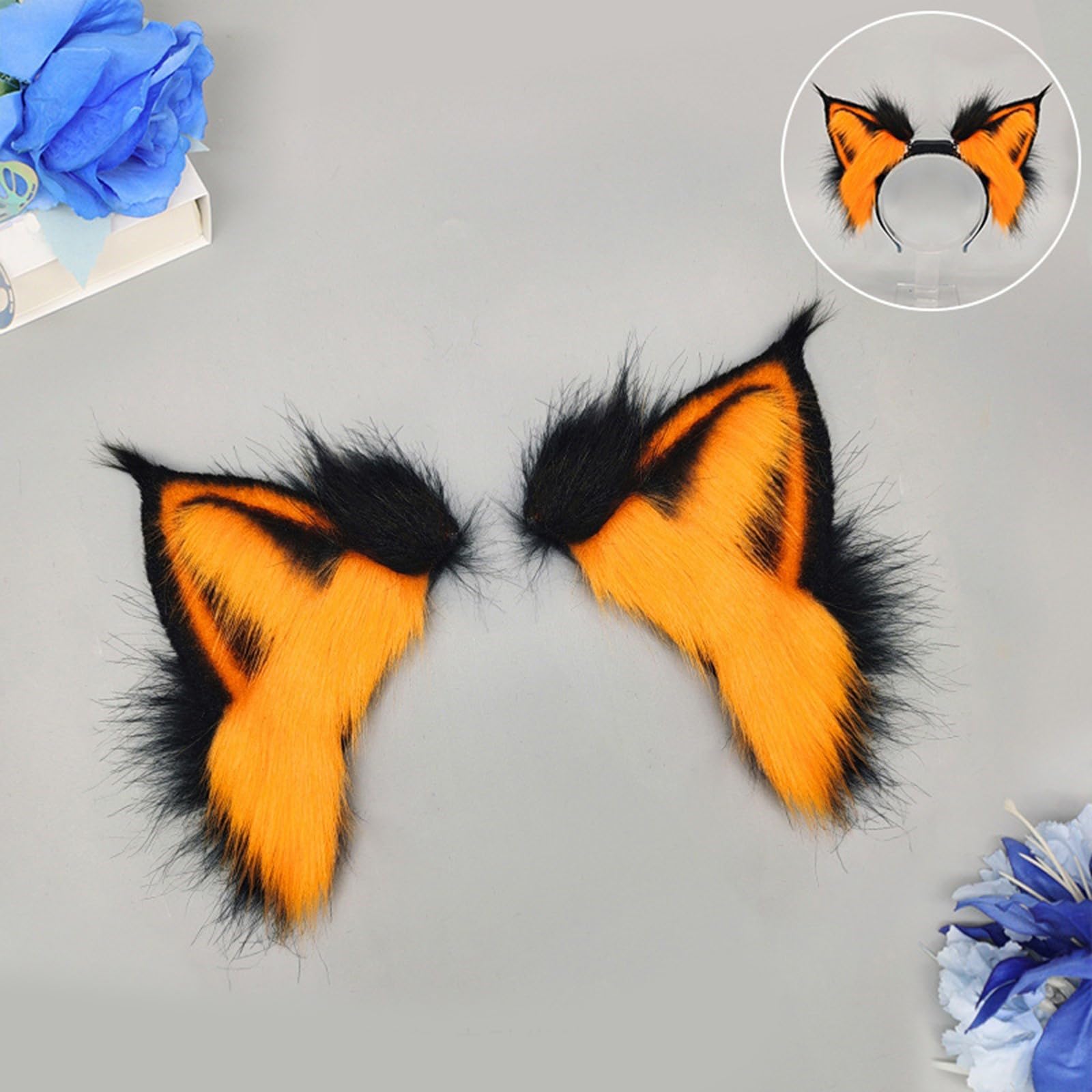 Diadema de orejas de imitación para cosplay de gatito, diadema de orejas activadas por movimiento y tacto para disfraz de fiesta de Halloween