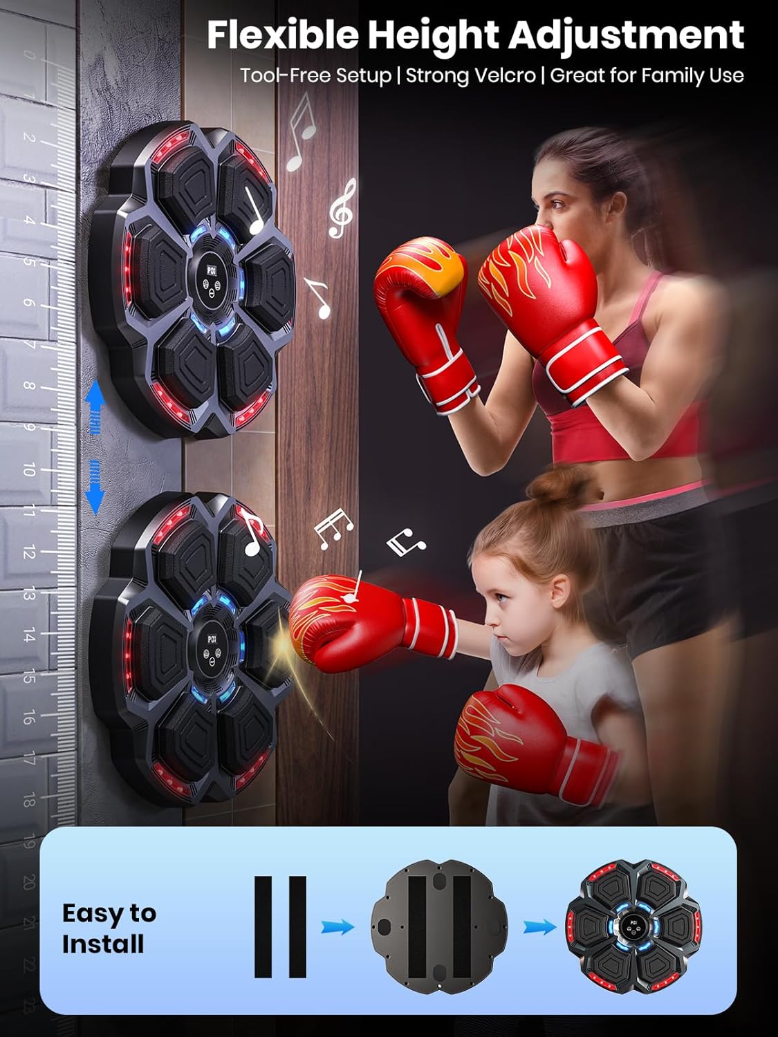 Musicale Adulte Sports Direct Machine De Boxe Musicale Murale Avec LED - Appareil électronique D'entraînement à Domicile Punching Ball Mural Machine à Boxer Musicale Adulte